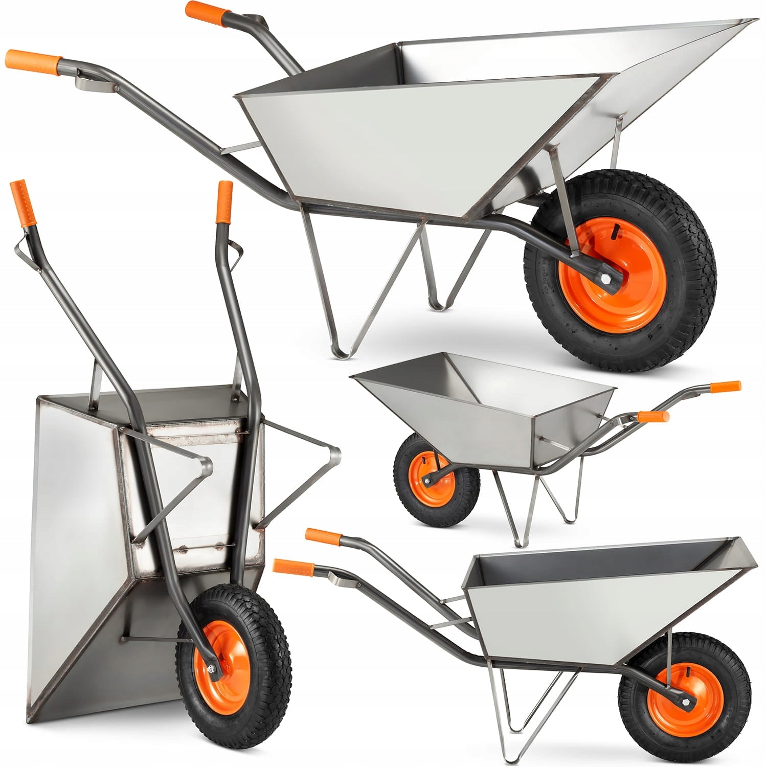 Construction GARDEN WHEELBARROW welded steel HIGHER 120L 210kg metal