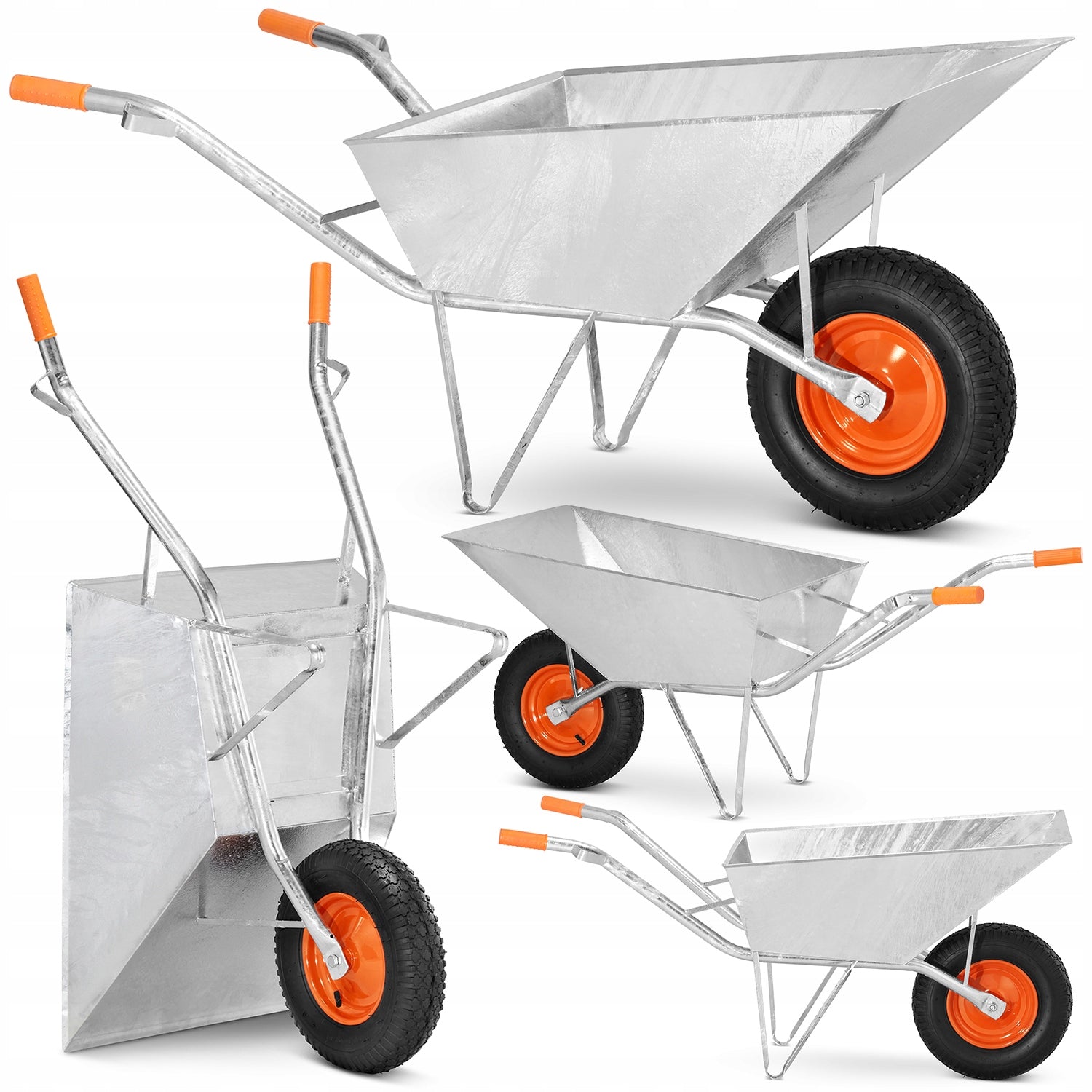 Construction Garden Wheelbarrow Welded Steel GALVANIZED HIGHER 120L 210kg