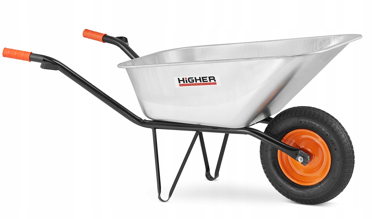 Construction garden wheelbarrow galvanized steel HIGHER 130L strong DURABLE Product weight with unit packaging 15 kg