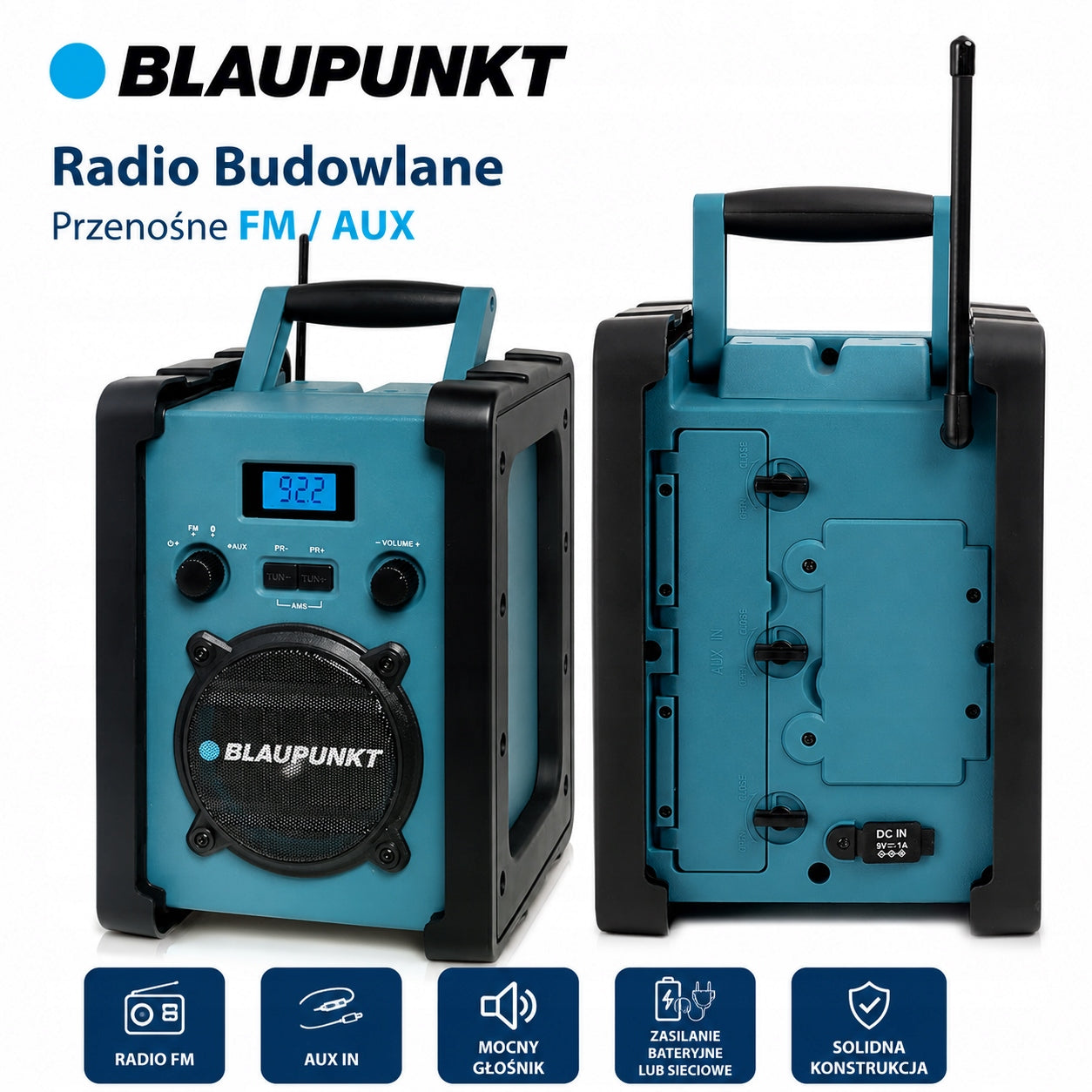 Construction radio Blaupunkt BSR20 Bluetooth FM AUX 5W Manufacturer code BSR20