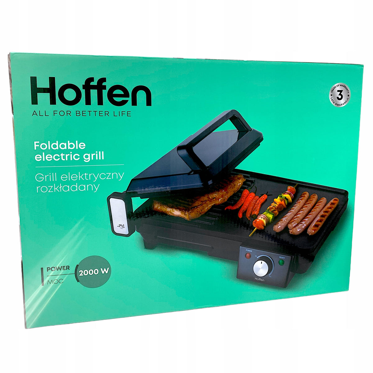 Contact folding electric grill Hoffen HO-00063 black 2000 W