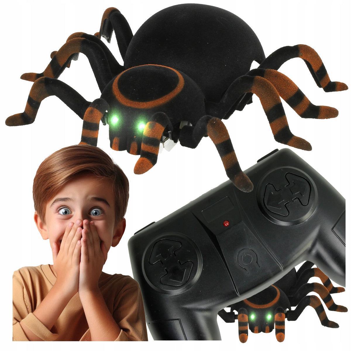 Controlled Spider Toy Walks On The Wall Makes Trick Glowing Eyes