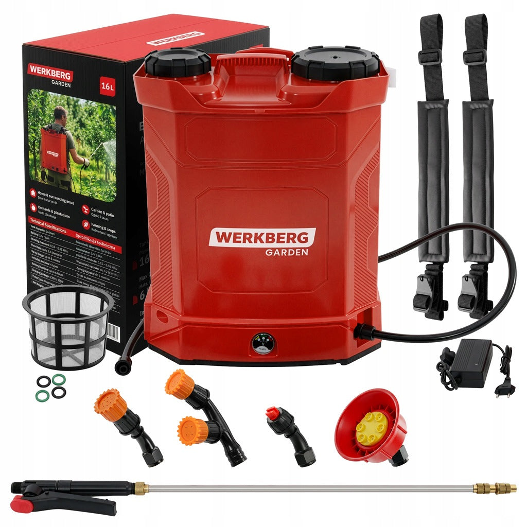 Cordless Backpack Sprayer Werkberg Garden 16l Pressure 4 Nozzles