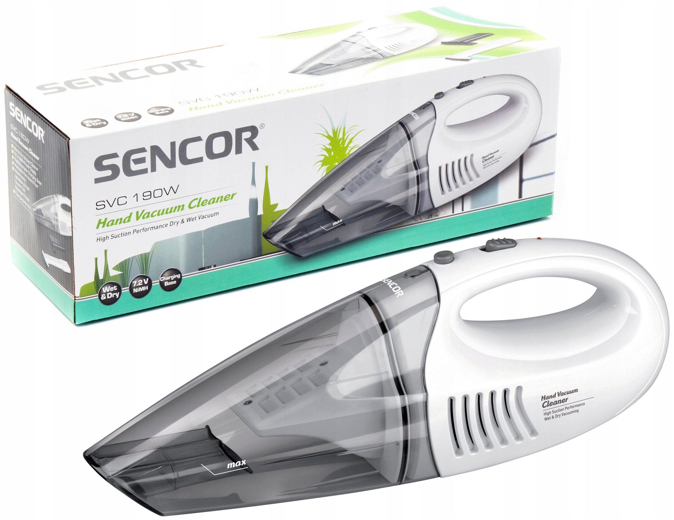 Cordless Car Vacuum Cleaner Handheld Car Sencor SVC190W 45W white EAN (GTIN) 8590669085156