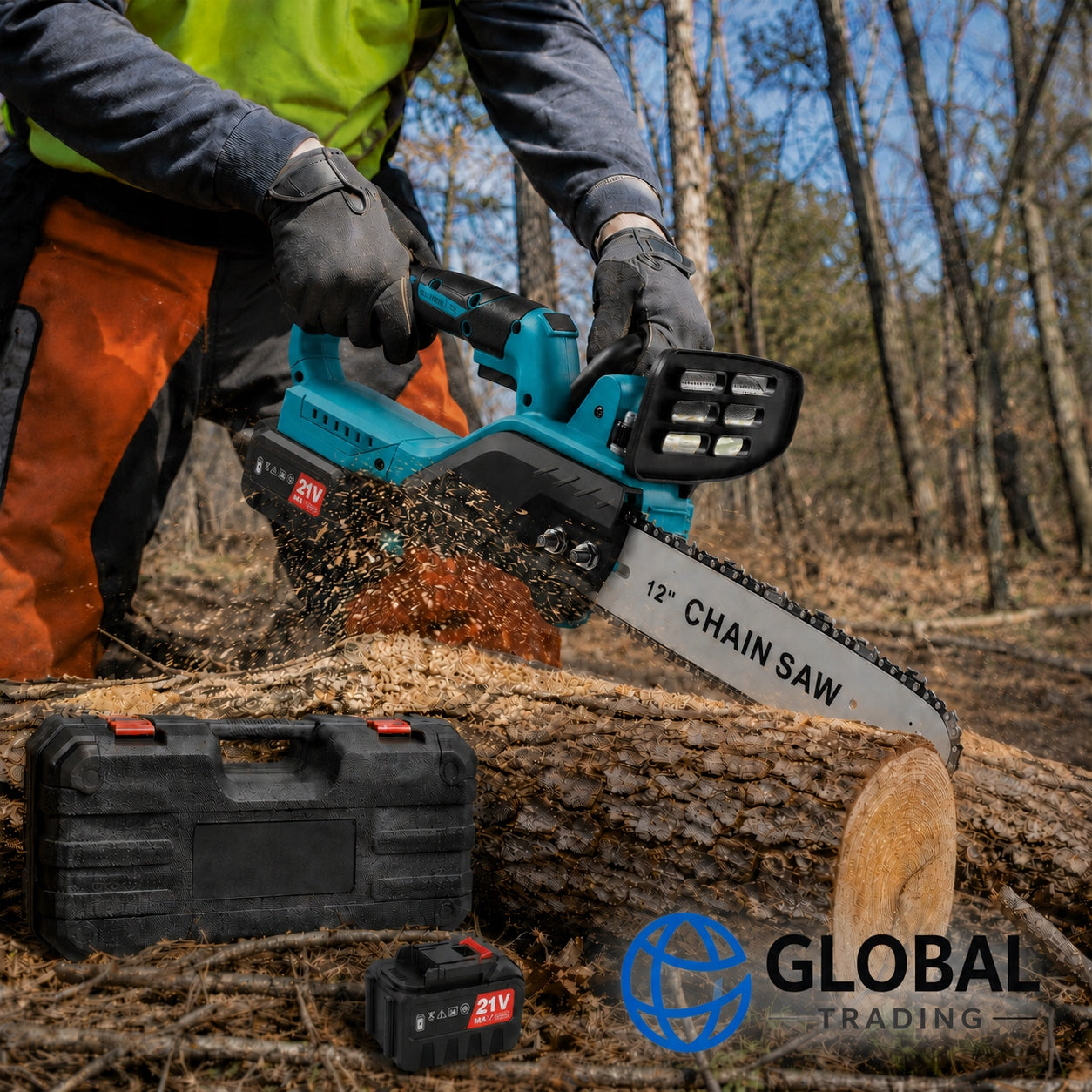 Cordless Chainsaw + 2 Batteries Compatible with Makita 18V LXT Manufacturer code Global Trading - 12"- 2x aku
