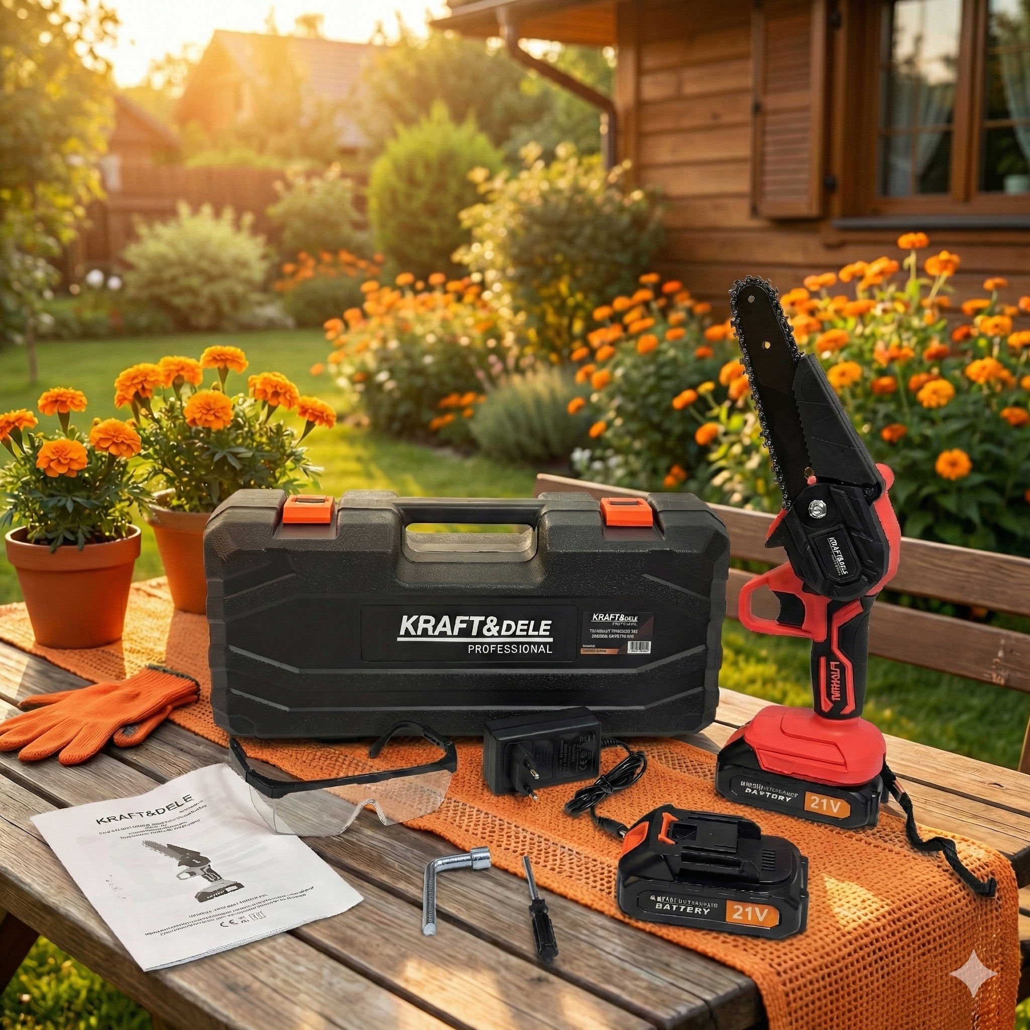 Cordless Chainsaw 6 Inch 21V Mini Wood Saw Strong Brand Kraft