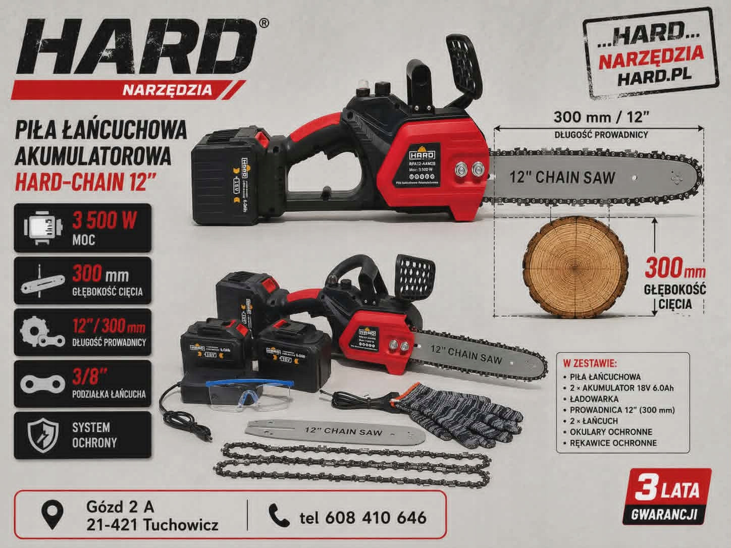 Cordless Chainsaw 800W 2Battery 6AH