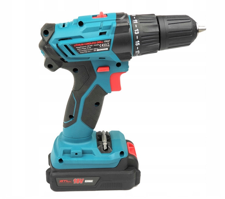 Cordless Drill/Driver 18V, GTL CD047, aku.2Ah+charger /SET Packaging status original