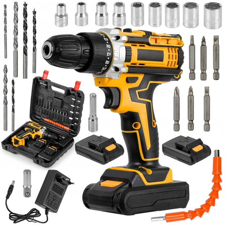 Cordless Drilling Machine 21V Yellow + 2 Batteries 2.0Ah in Suitcase EAN (GTIN) 6902521698039