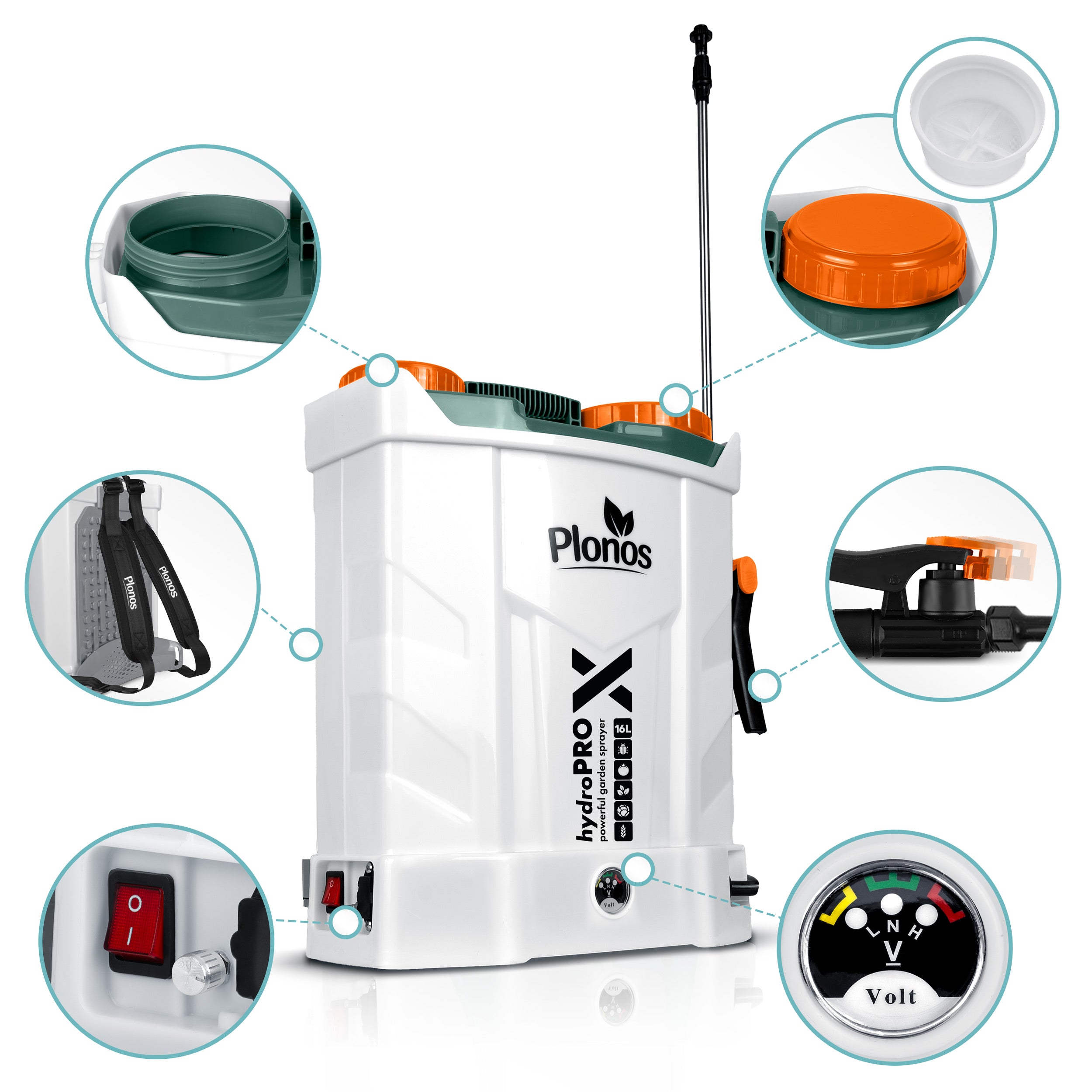 Cordless Electric Backpack Pressure Sprayer 85cm LANCA 16L Power supply rechargeable battery