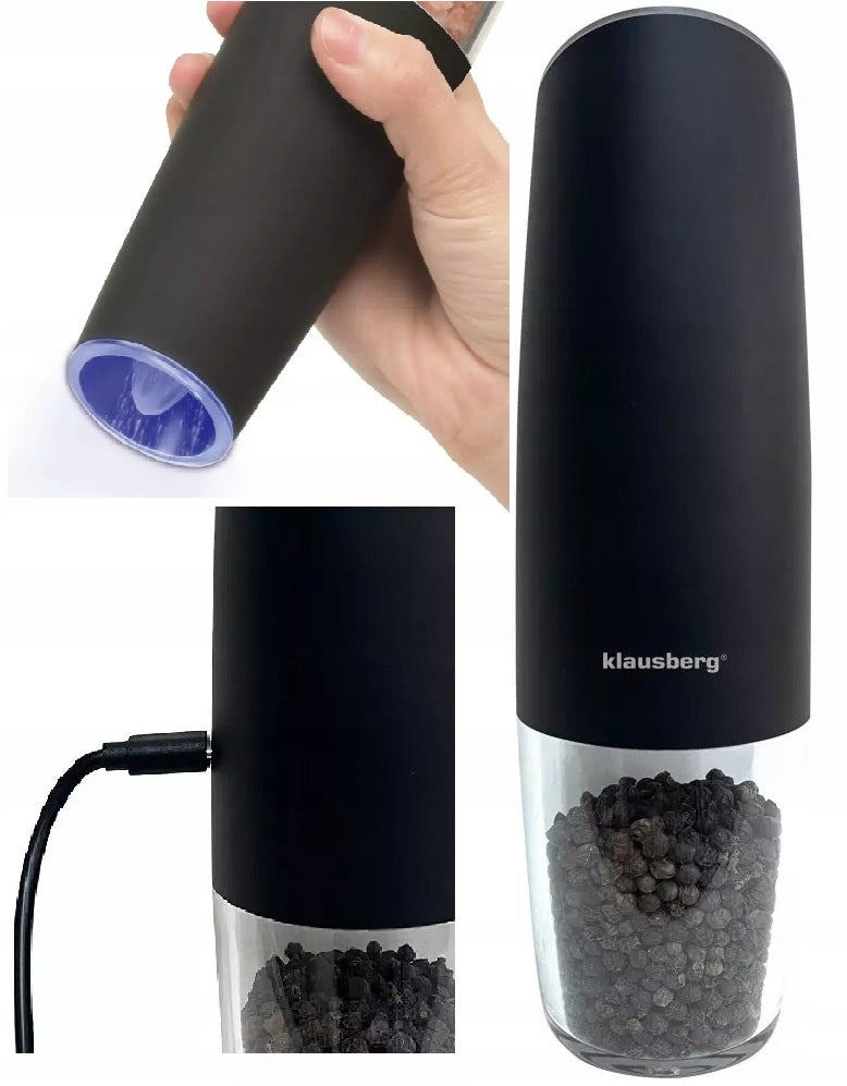 Cordless GRAVITY Salt and Pepper Grinder, Spices KLAUSBERG