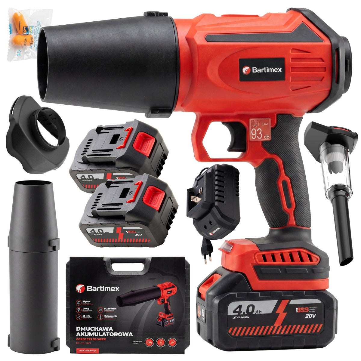 Cordless Garden Blower 2x AKU 4,0 Pipe Vacuum Cleaner TURBO Electric