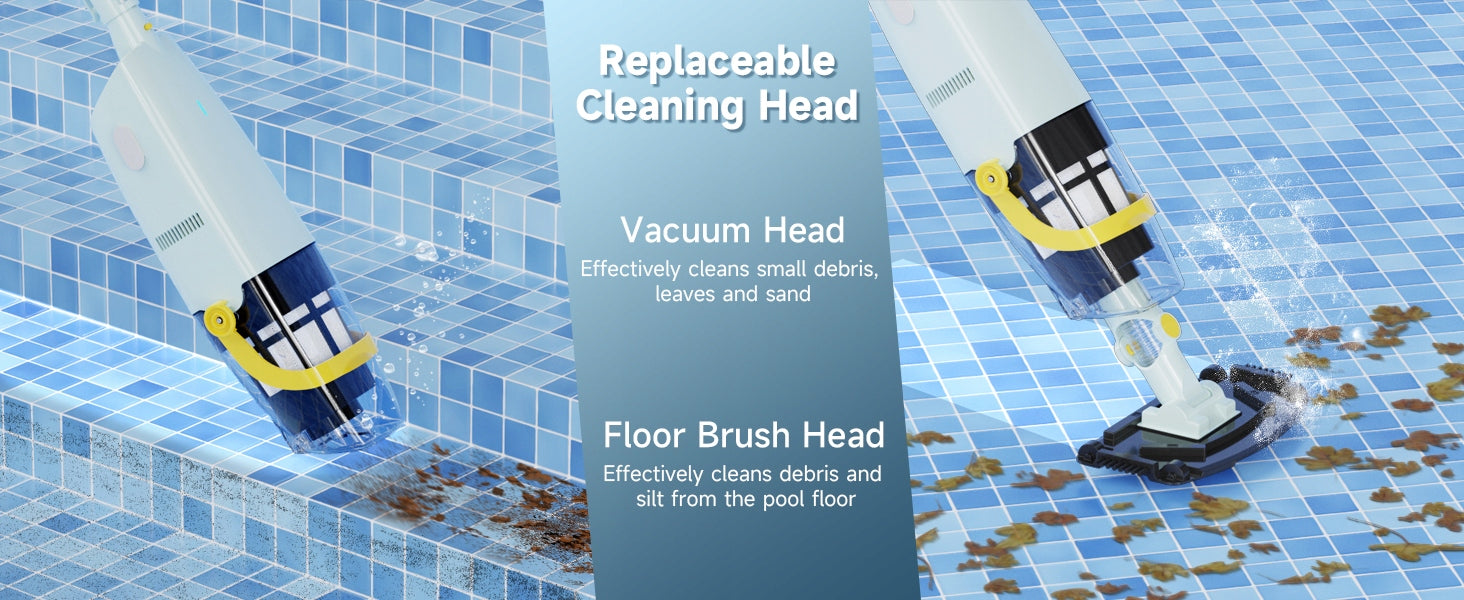 Cordless Handheld Pool Vacuum Cleaner - Lightweight for Above Ground Pools Batteries included yes