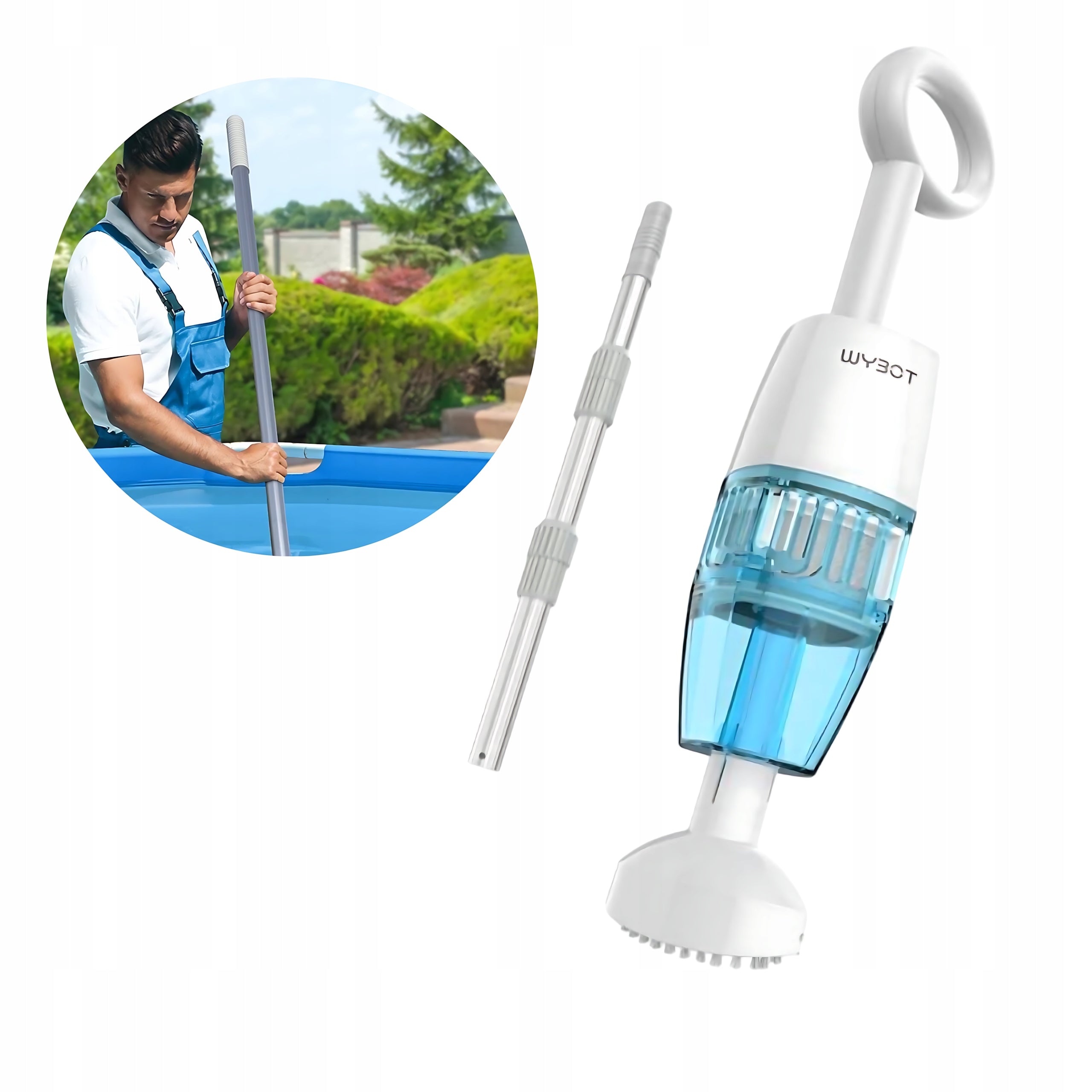 Cordless Handheld Vacuum Cleaner For Pools Wybot Hyson100 Telescopic Stick