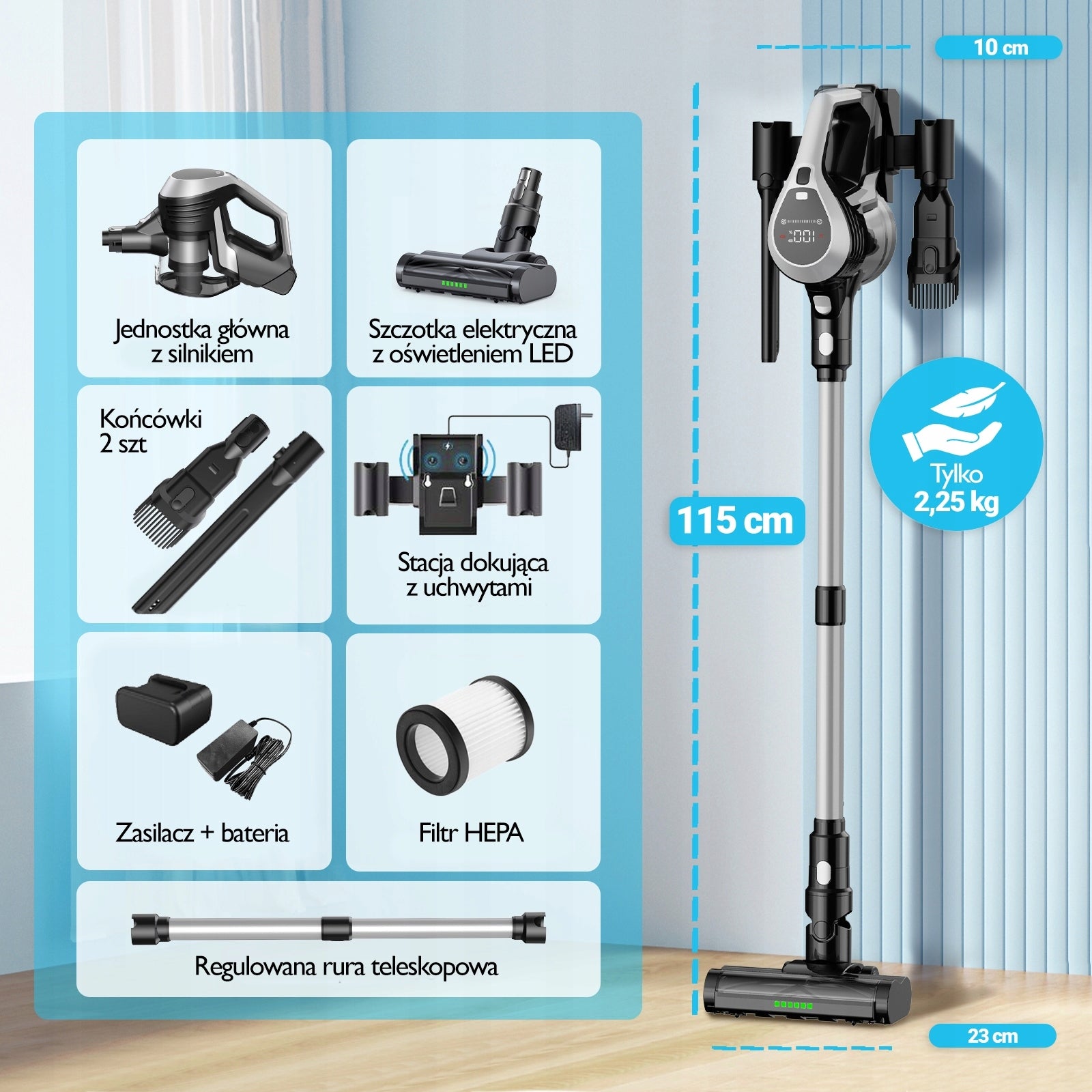 Cordless Handheld Vacuum Cleaner Lightweight Turbo Suction LED Lighting 3 Tips EAN (GTIN) 5906874686652