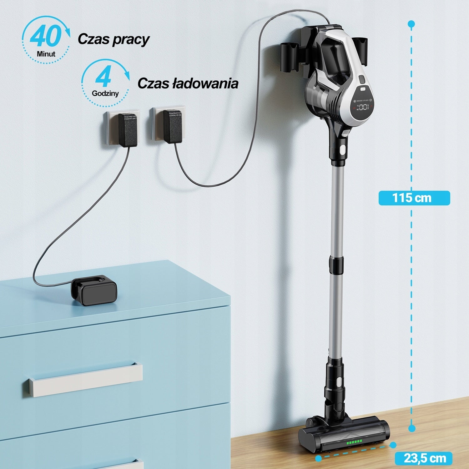 Cordless Handheld Vacuum Cleaner Lightweight Turbo Suction LED Lighting 3 Tips Manufacturer code XC1-M