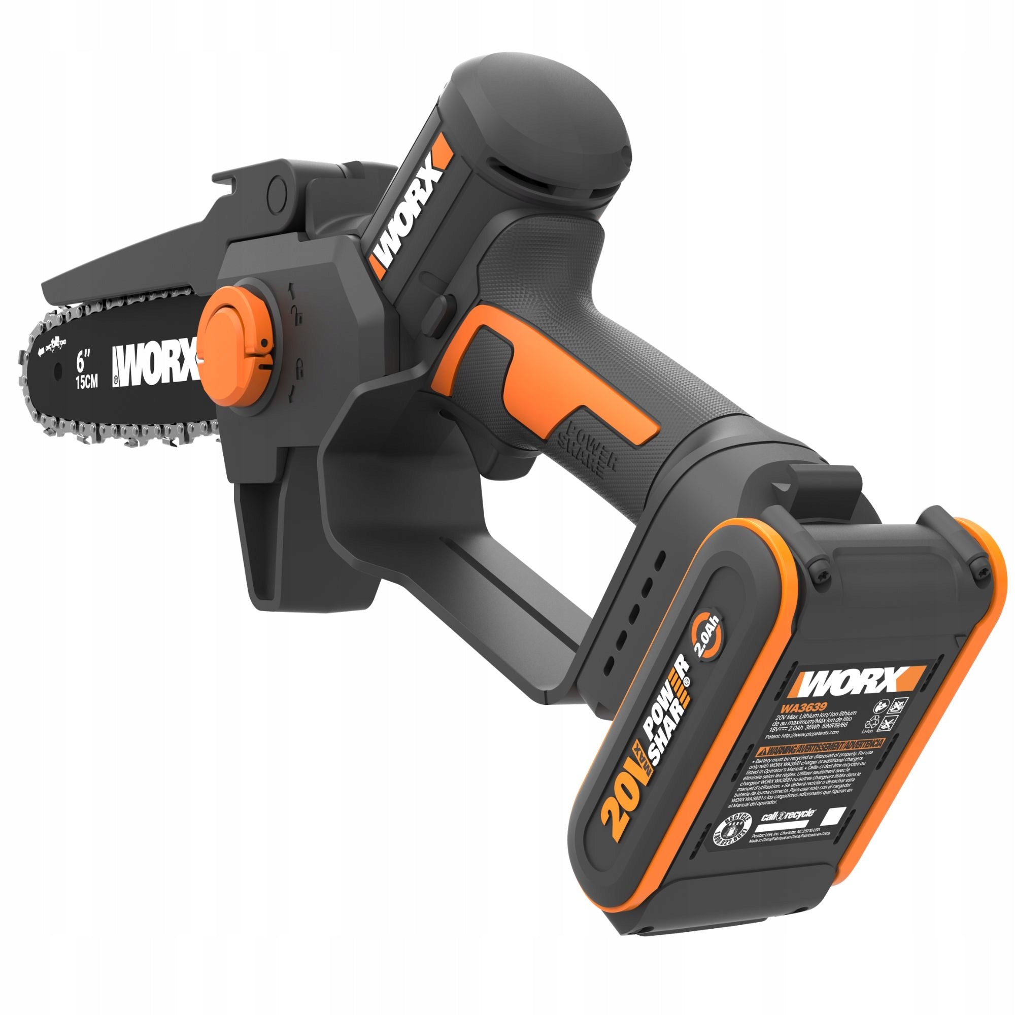 Cordless Mini Saw WORX WG327E 2Ah Small Handy For Garden Branches Guide length 15 cm