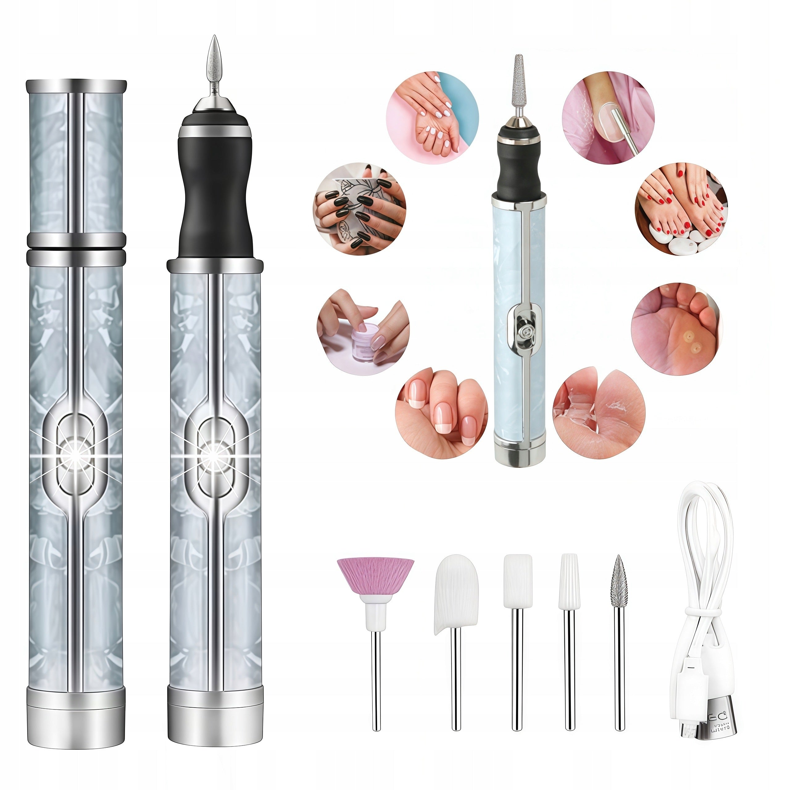 Cordless Nail Milling Machine Set of 5 Multicolor Cutters