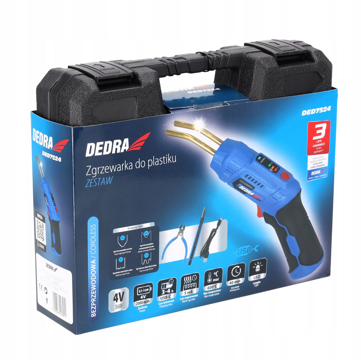 Cordless Plastic Welding Machine DEDRA Plastic Welding Machine 200 Pcs Staples Manufacturer code DED7524