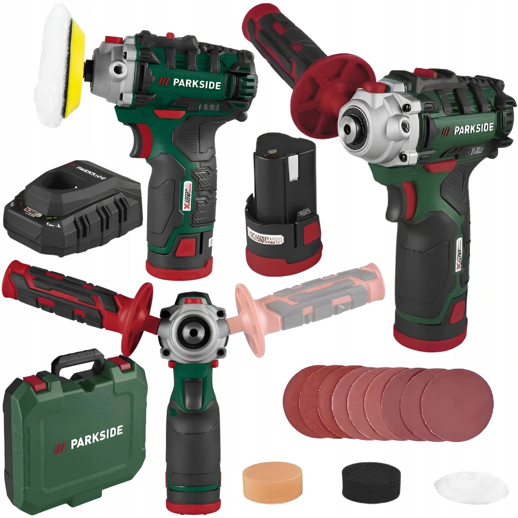 Cordless Polisher 12V PARKSIDE PAAP Battery 2Ah Charger +Accessories