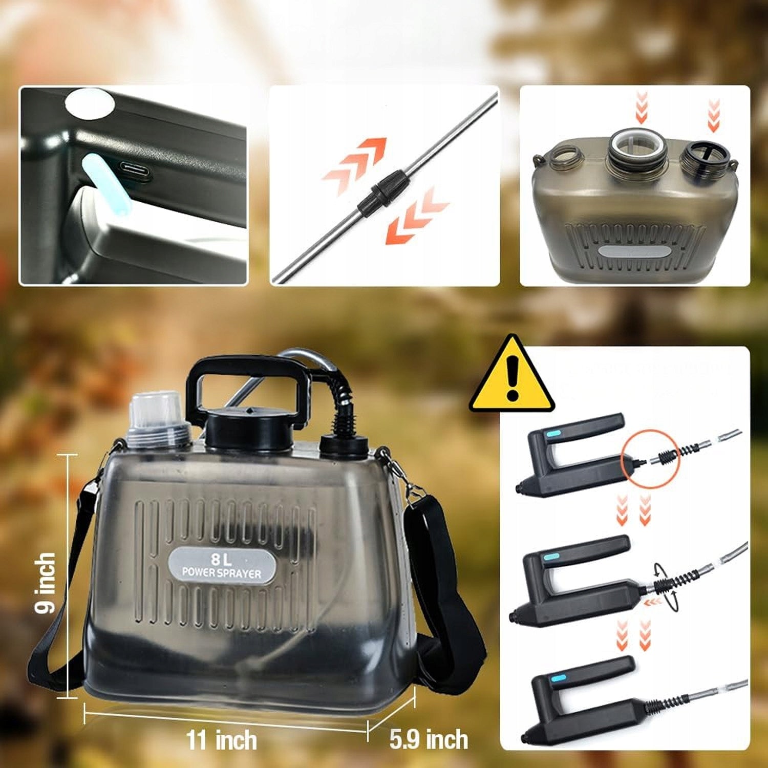 Cordless Pressure Sprayer Backpack 8l Garden 2ah With 4 Nozzles Manufacturer code Opryskiwacz Plecakowy