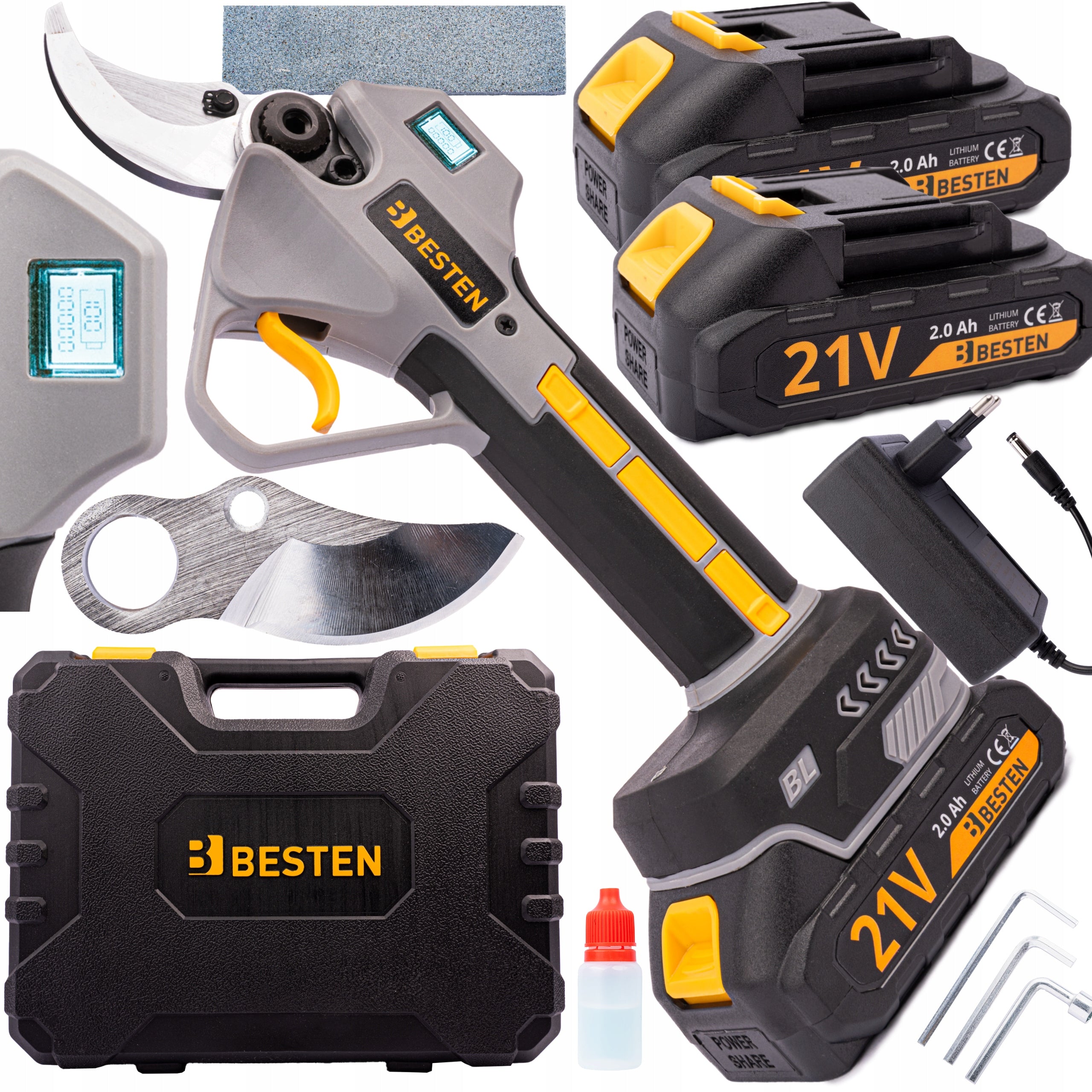 Cordless Pruner Electric Branch Shears 50 mm 2x 2,0 Ah BESTEN