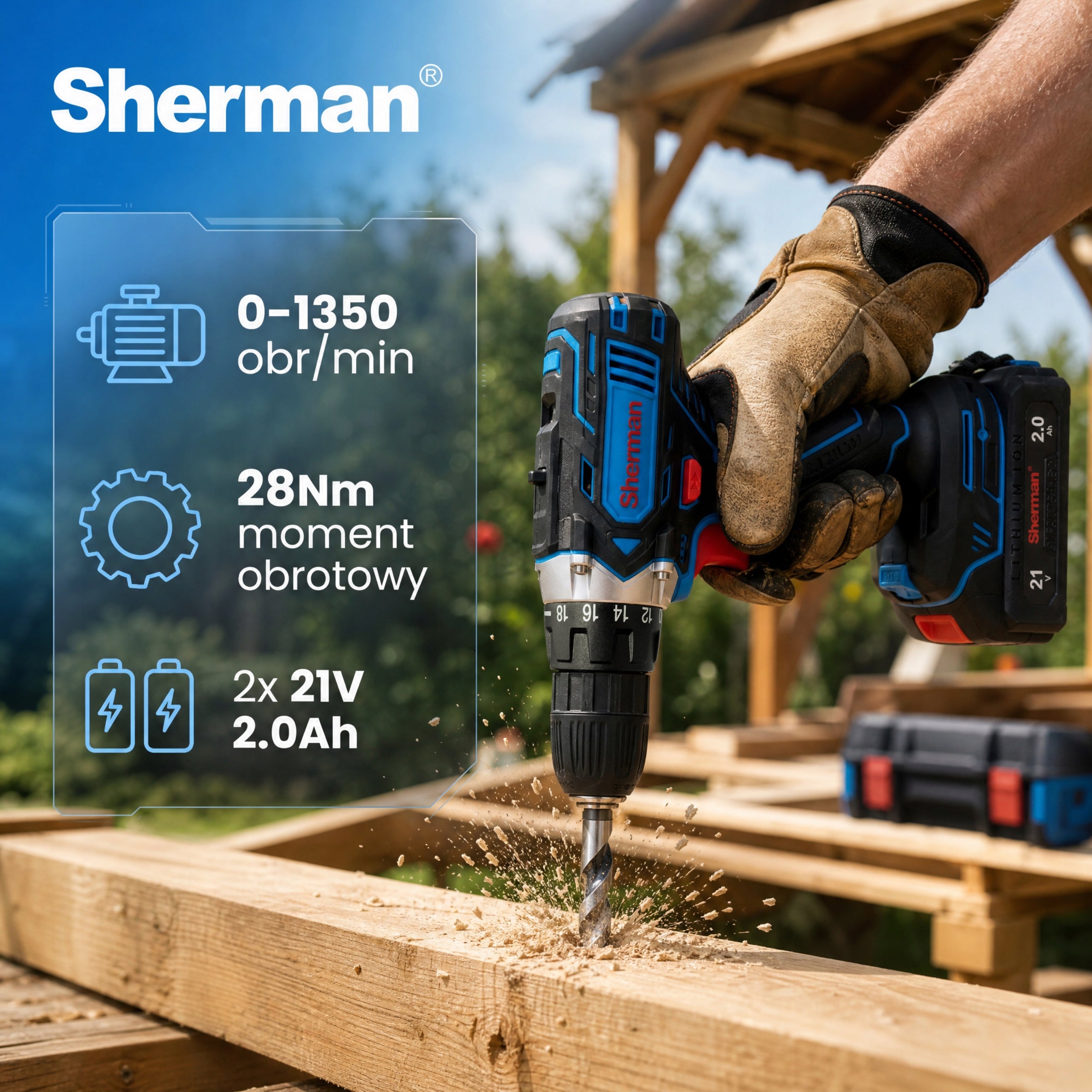 Cordless SCREWDRIVER ET-101 POWERFUL MOTOR 2x AKU 21V | Sherman Packaging status original