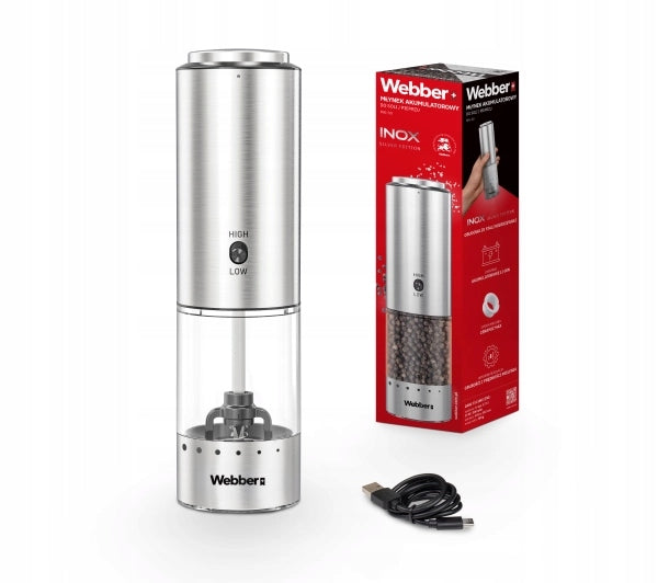 Cordless Spice / Salt / Pepper Grinder Webber MK30 Silver Brand Webber