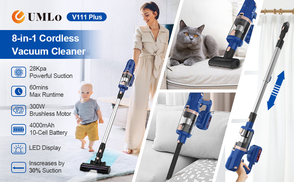Cordless Stick Vacuum 8-in-1 Floor Vacuum Cleaners HEPA 4000mAh, 60min Manufacturer code 6900745047527