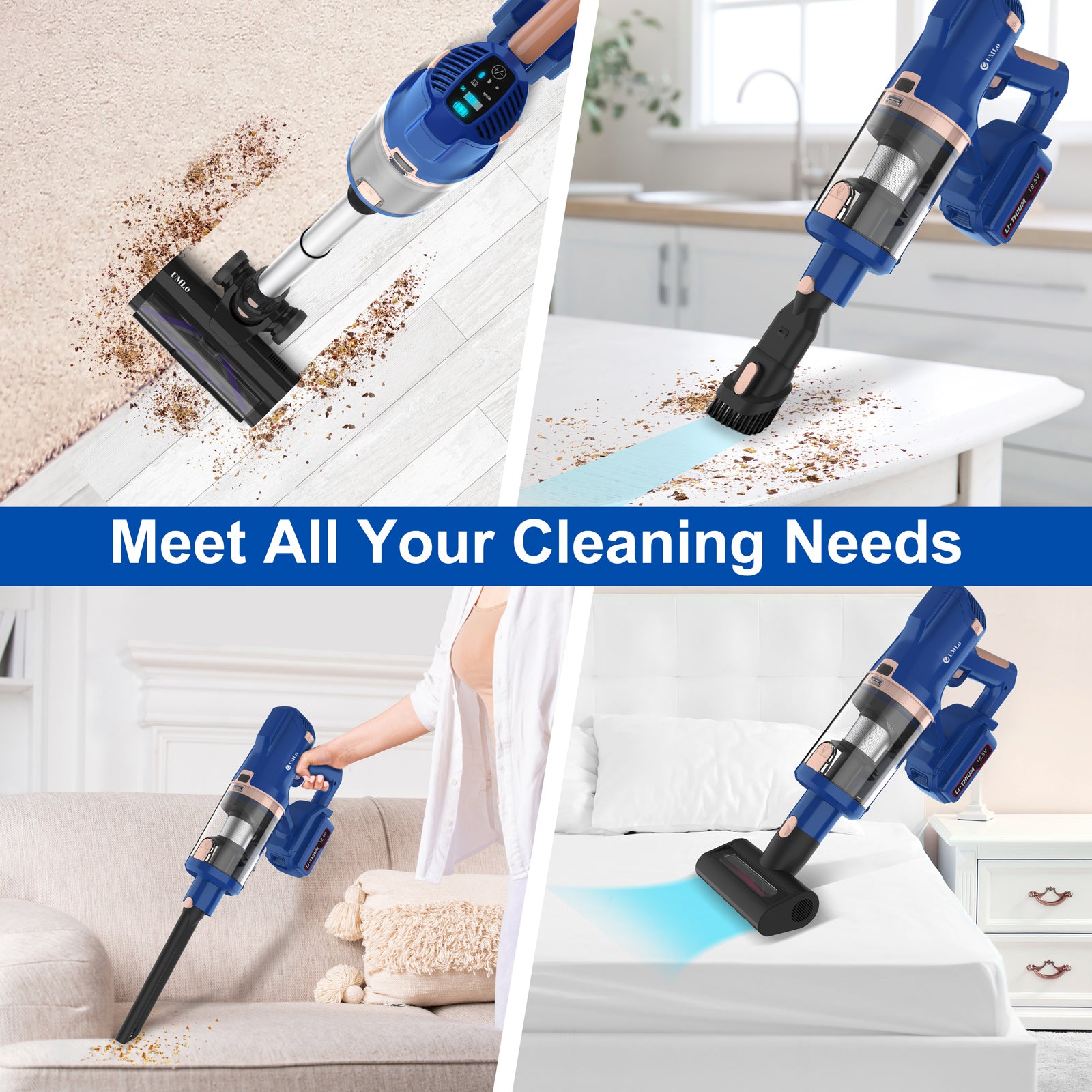 Cordless Stick Vacuum 8-in-1 Floor Vacuum Cleaners HEPA 4000mAh, 60min Packaging status original