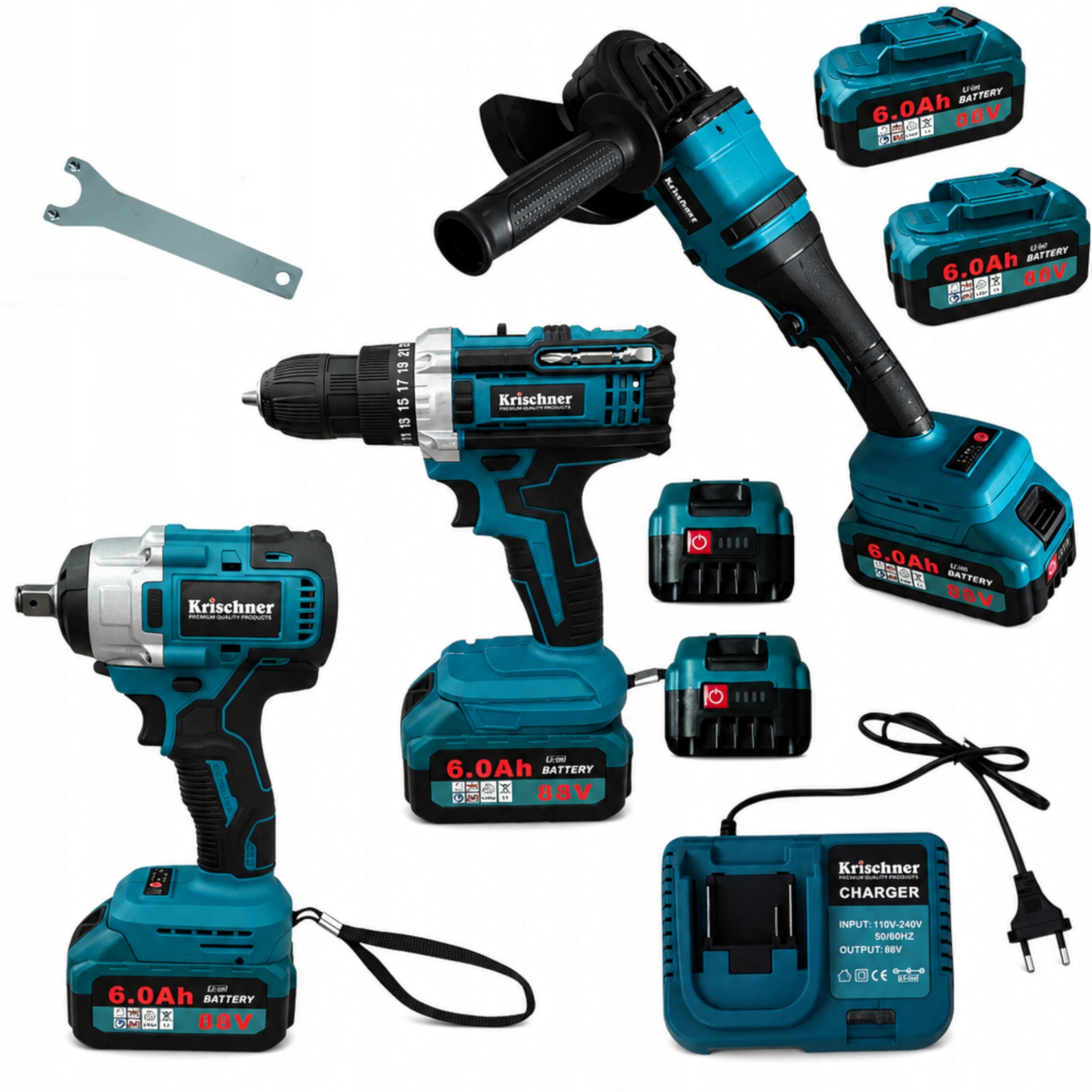 Cordless Tool Kit Drill Angle Grinder Impact Wrench Manufacturer code KR-9960