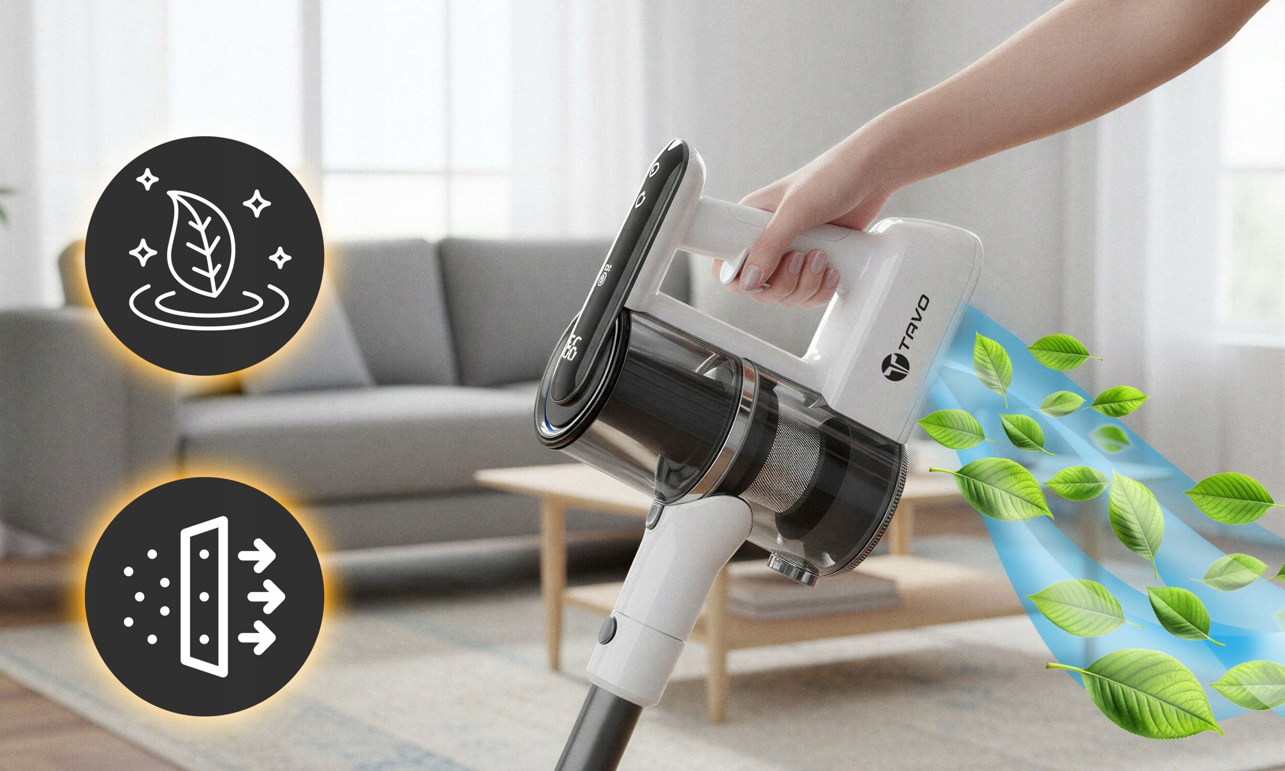 Cordless Vacuum Cleaner 600W 35Kpa Vertical Cordless Handheld Filter Powerful Brand TAVO