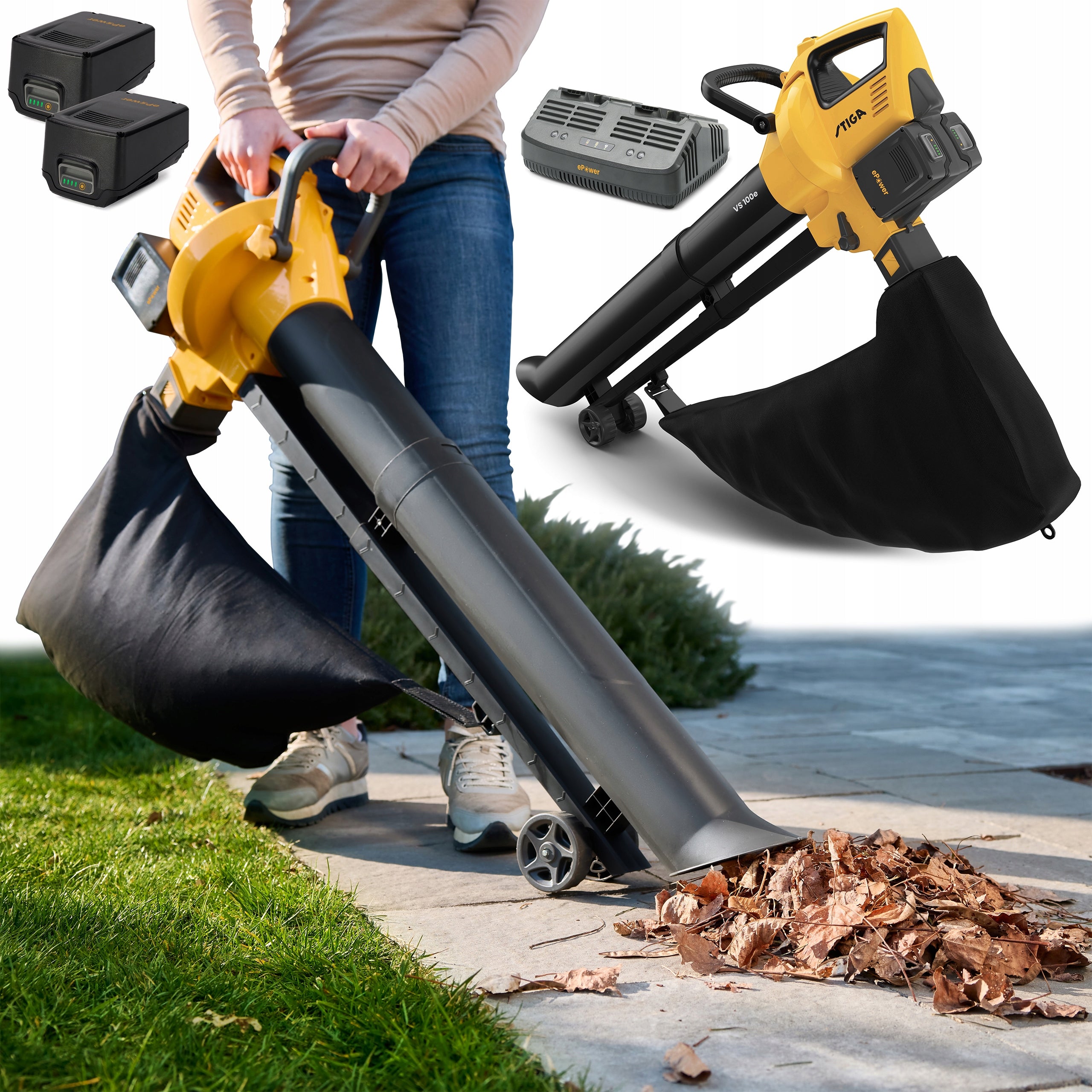 Cordless Vacuum Cleaner Leaf Blower STIGA VS 100e 600 W 55 m/s 2x 4Ah