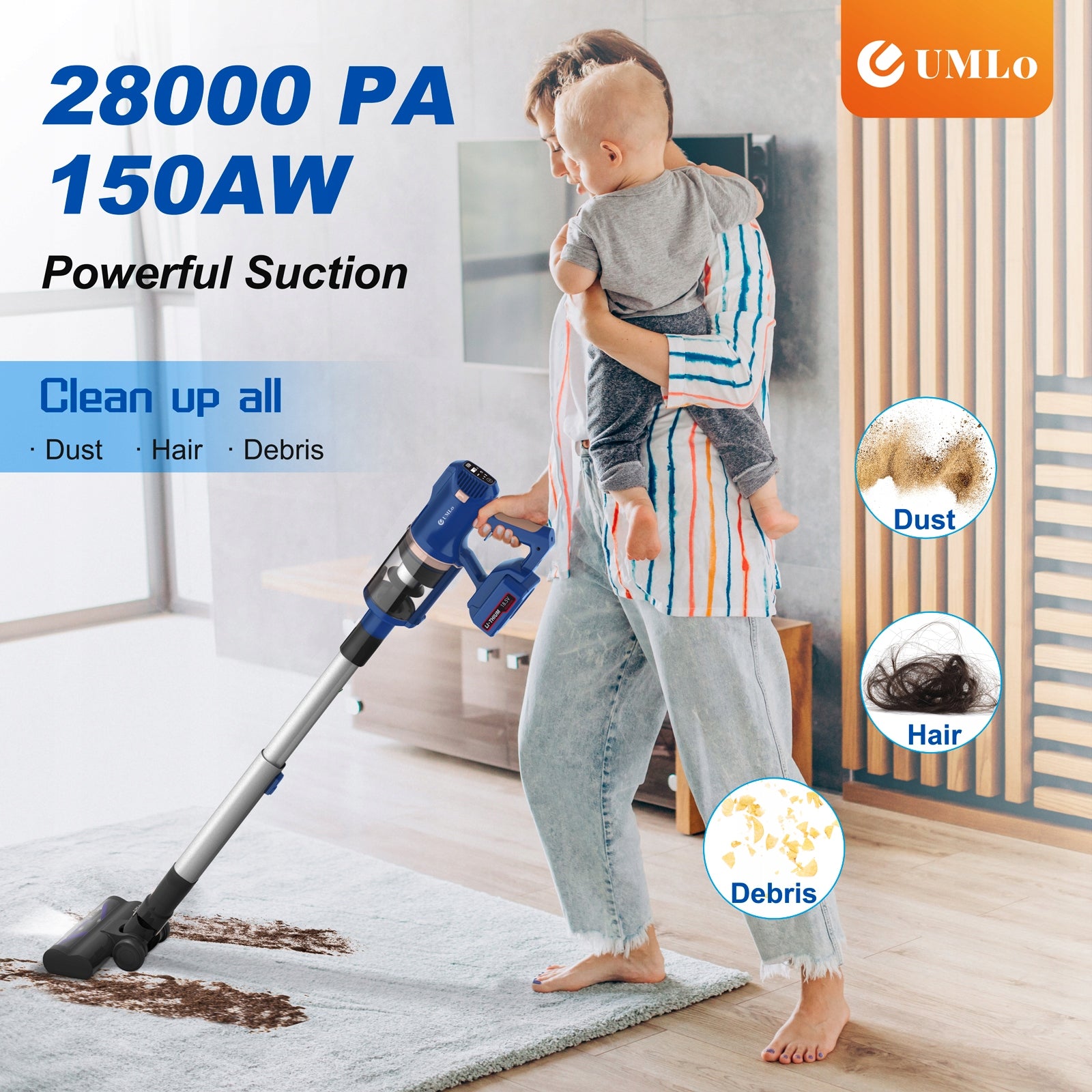 Cordless Vacuum Cleaner Vertical Bagless LED Electrobrush 8in1 300W Packaging status original