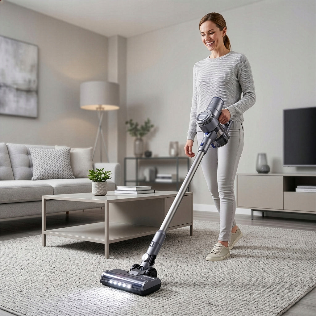 Cordless Vertical Handheld Vacuum Cleaner BERGMANN 450W POWERFUL LED for Hair Packaging status original