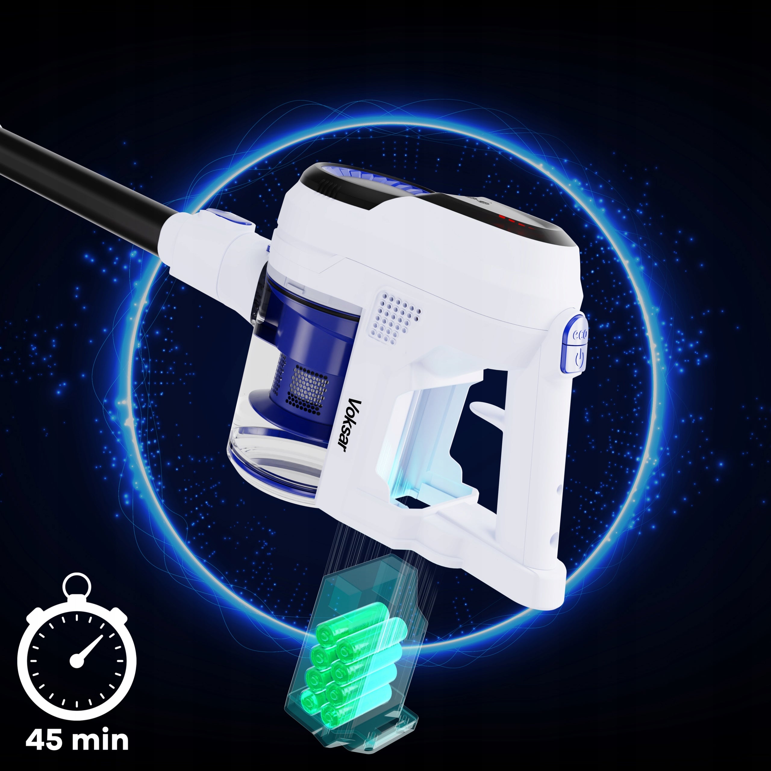 Cordless Vertical Vacuum Cleaner VOKSAR A11 LED 5in1 HEPA Handheld Cyclone Dominant color blue