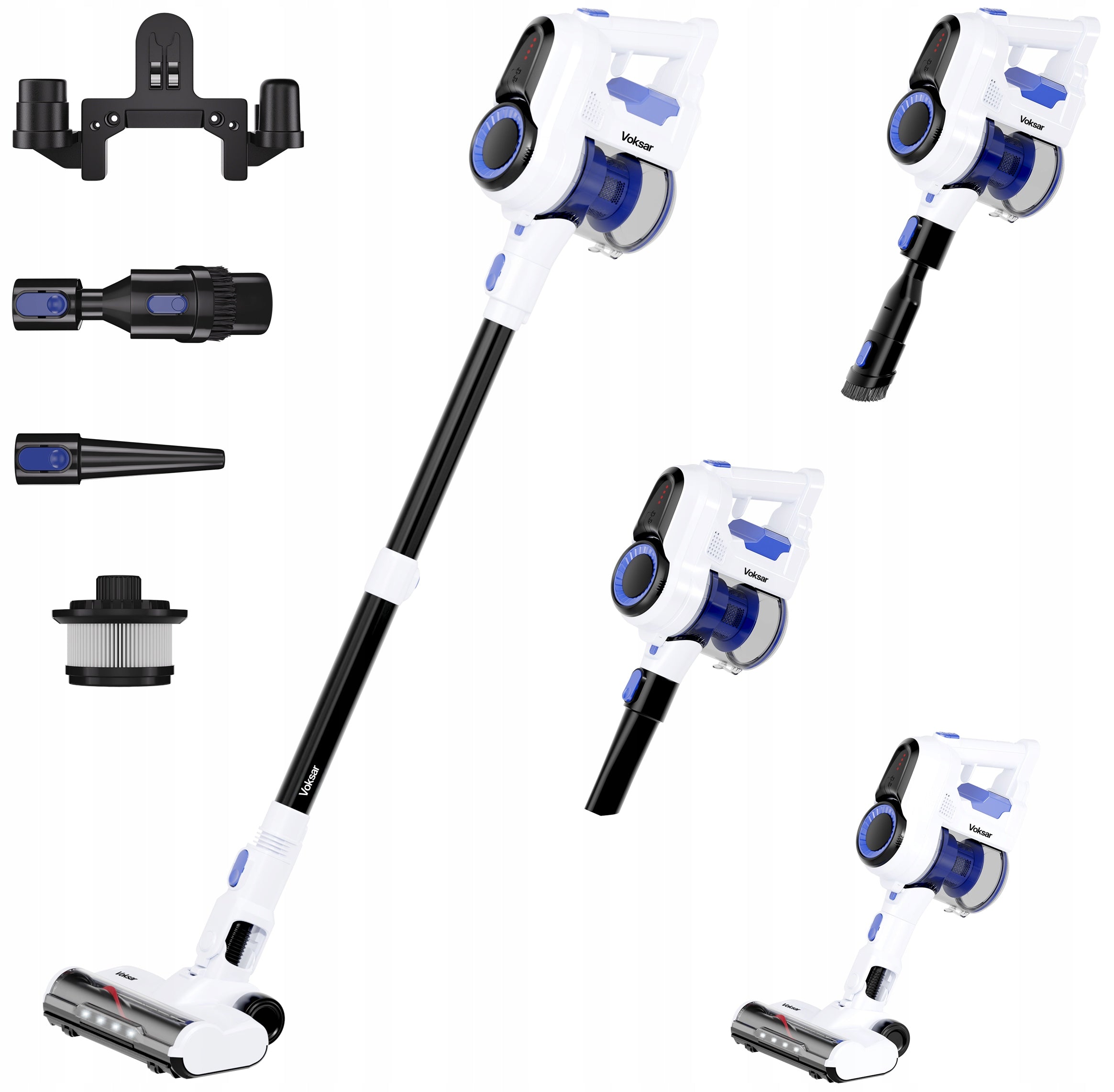 Cordless Vertical Vacuum Cleaner VOKSAR A11 LED 5in1 HEPA Handheld Cyclone