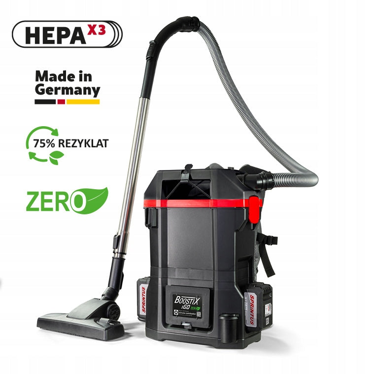 Cordless backpack vacuum cleaner BoostiX Sprintus set 7,5 AH