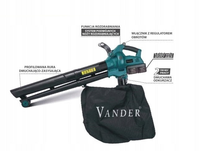 Cordless blower leaf vacuum cleaner 36V 2x18V AKU+ Vander EAN (GTIN) 5907377565017