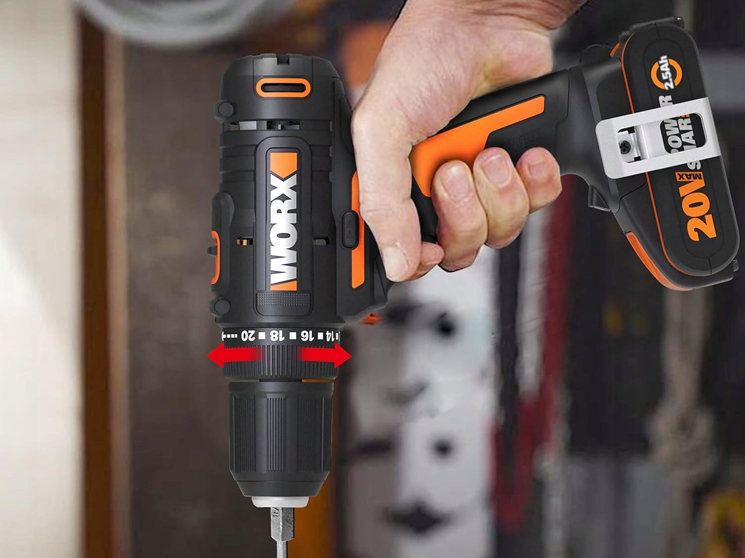 Cordless drill 20V WORX WX108.9 45 Nm SOLO SUITCASE Manufacturer code WX108