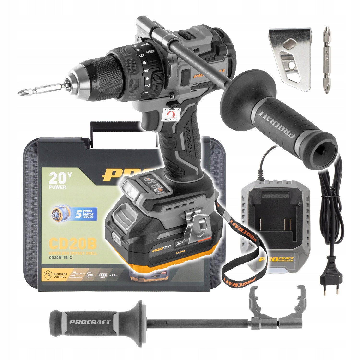 Cordless drill Procraft Industrial CD20B-1b-c