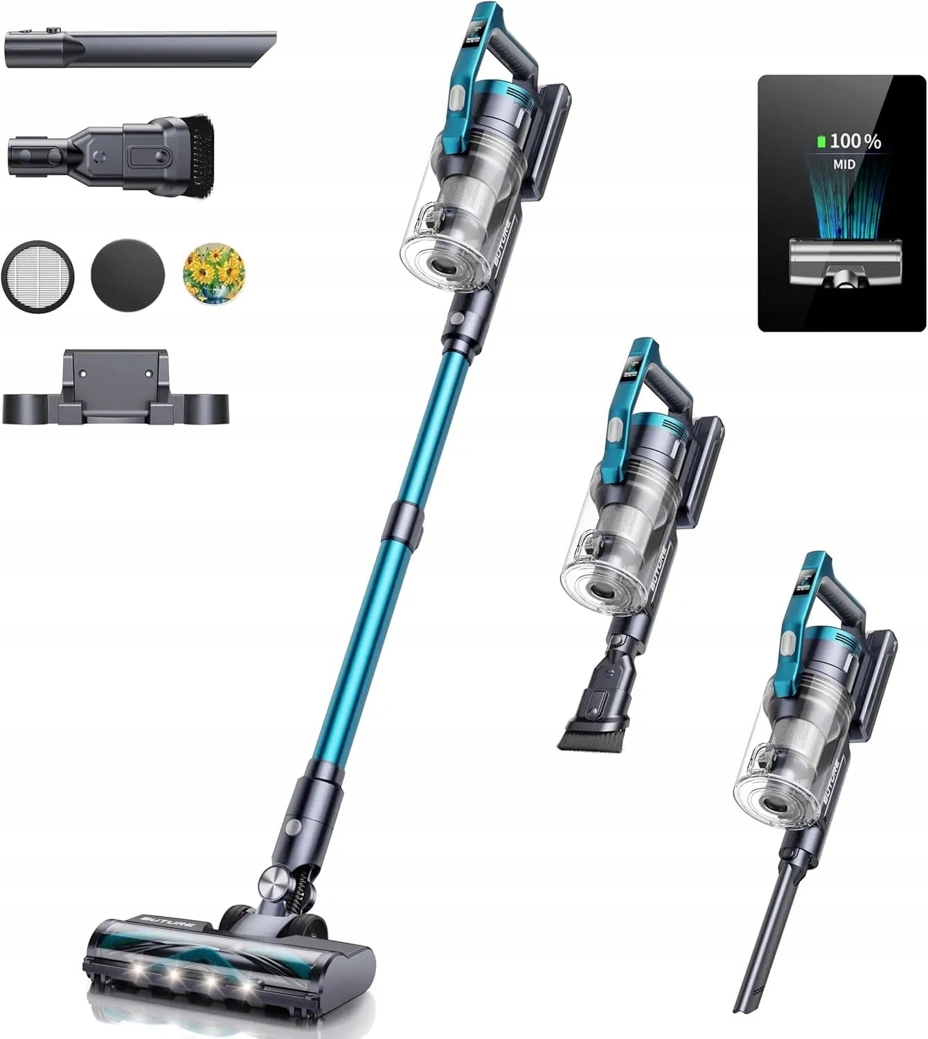 Cordless upright vacuum cleaner Buture VC60 blue 450W 38Kpa