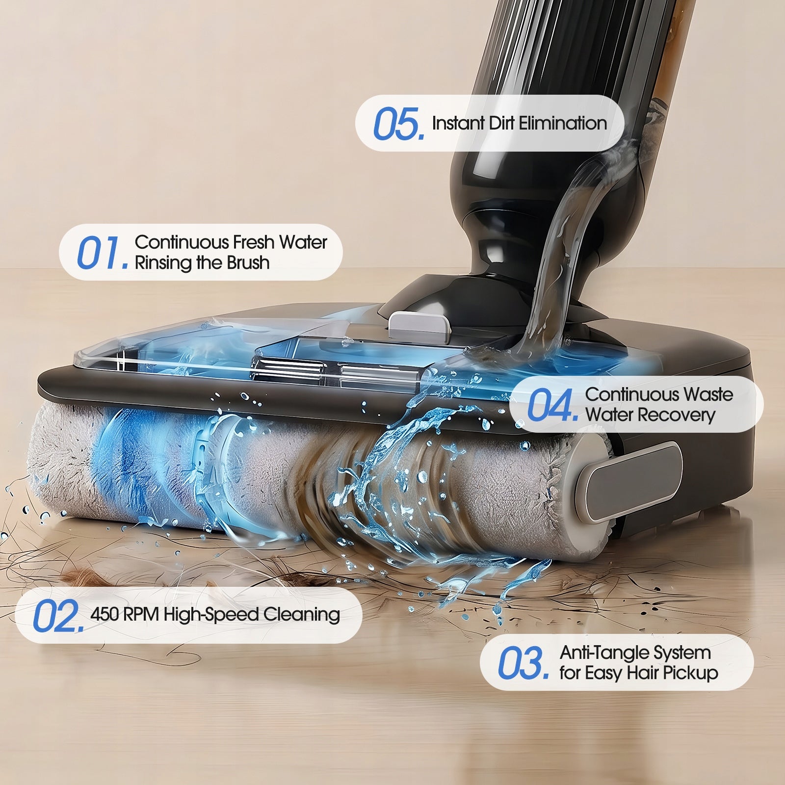 Cordless upright vacuum cleaner Lubluelu T9 Mop 15000 Pa 180° flat design Packaging status original