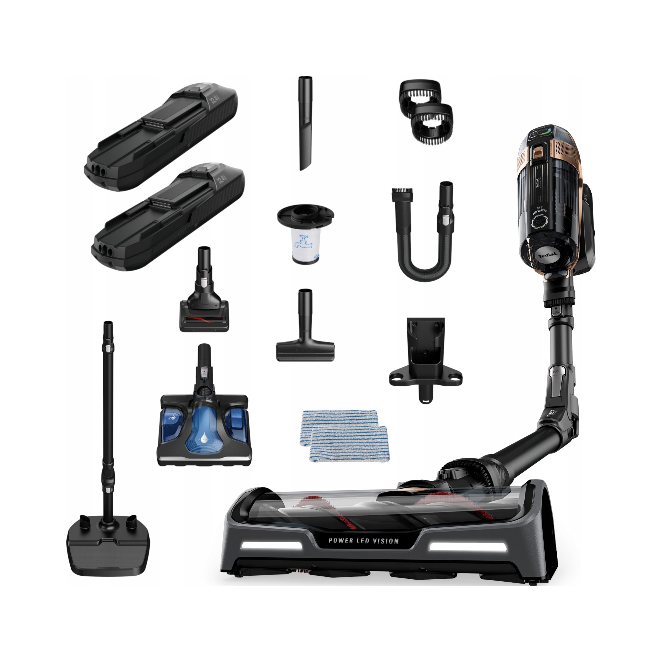 Cordless upright vacuum cleaner TEFAL Flex AQUA 15.60 TY99G3 3w1 2 batteries