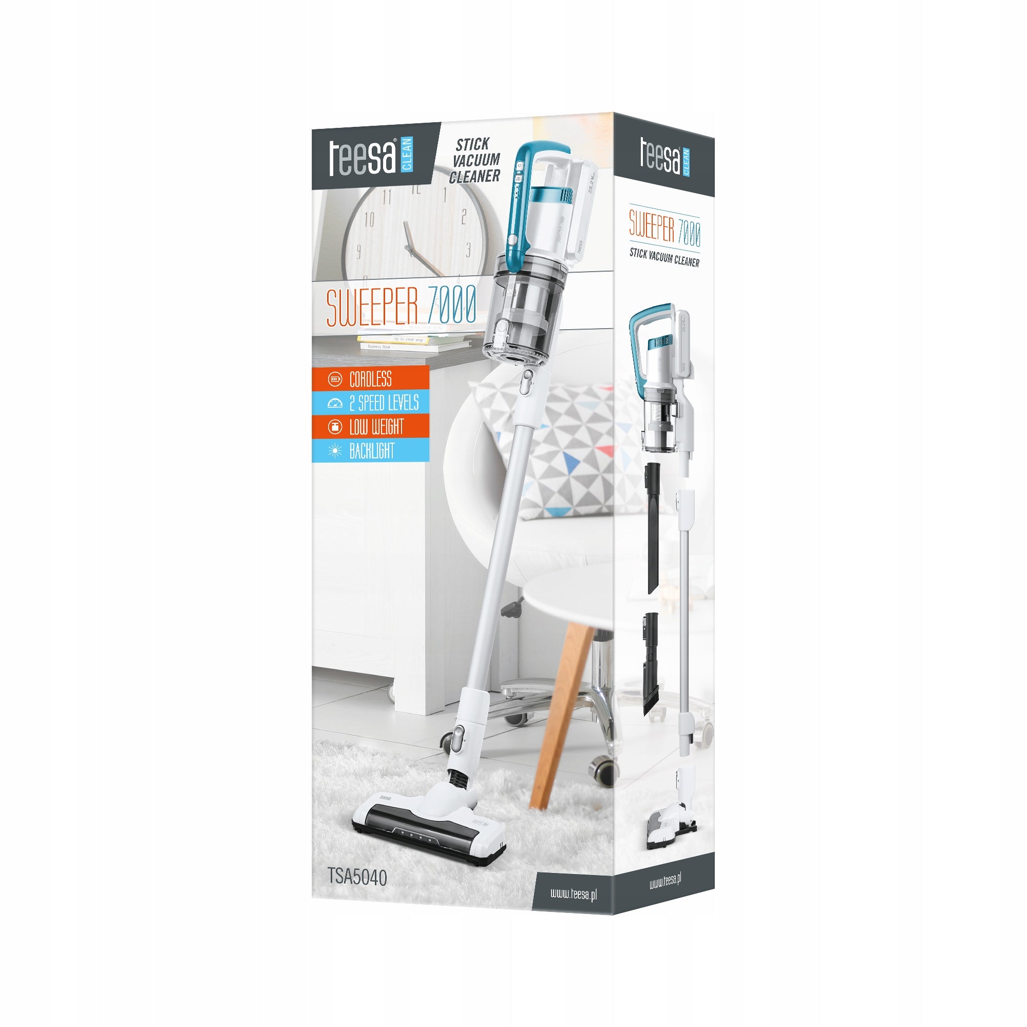 Cordless upright vacuum cleaner Teesa Sweeper 7000 Dominant color white