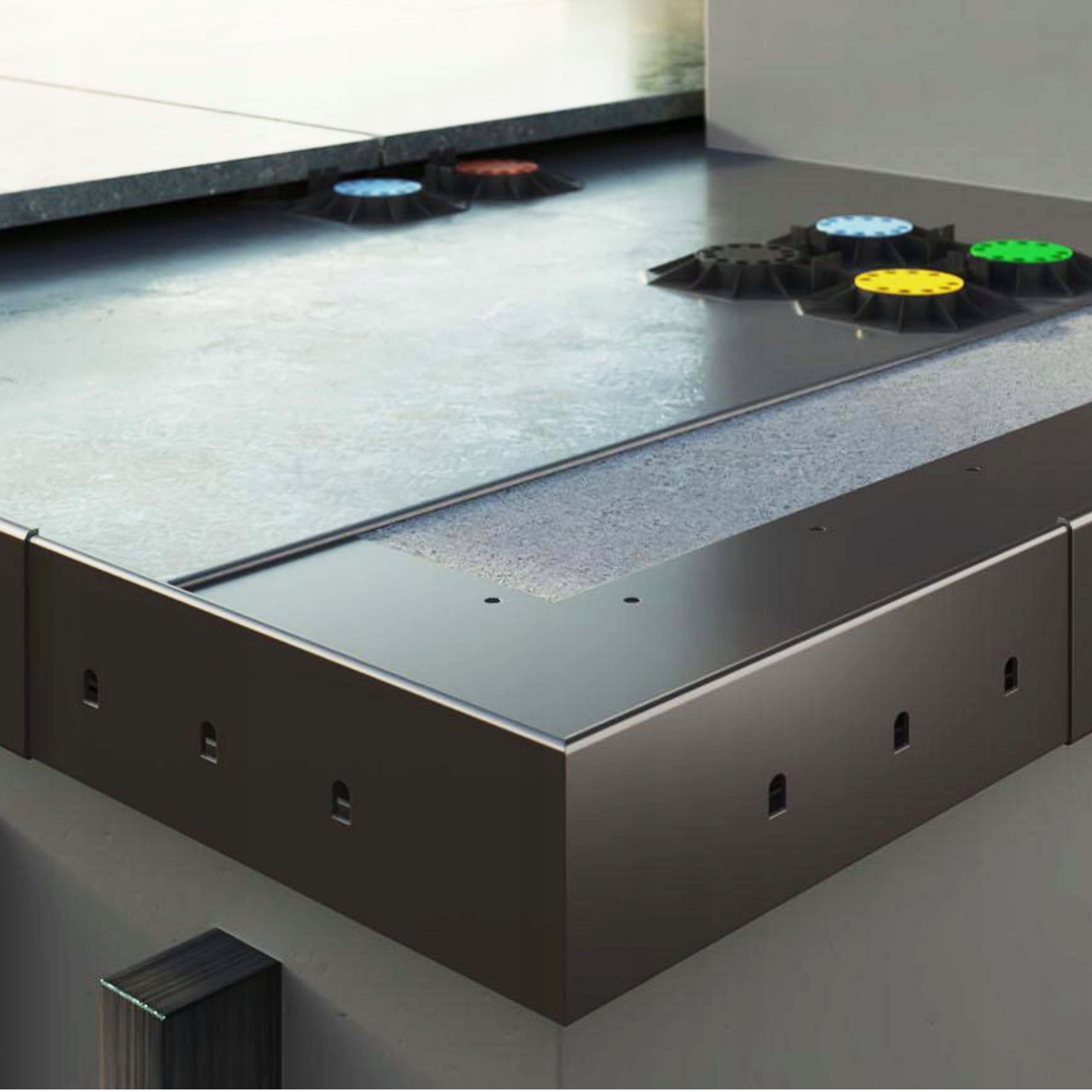 Corner 90° external terrace profile RENOPLAST BASIC W30 Graphite 7024 Material aluminum