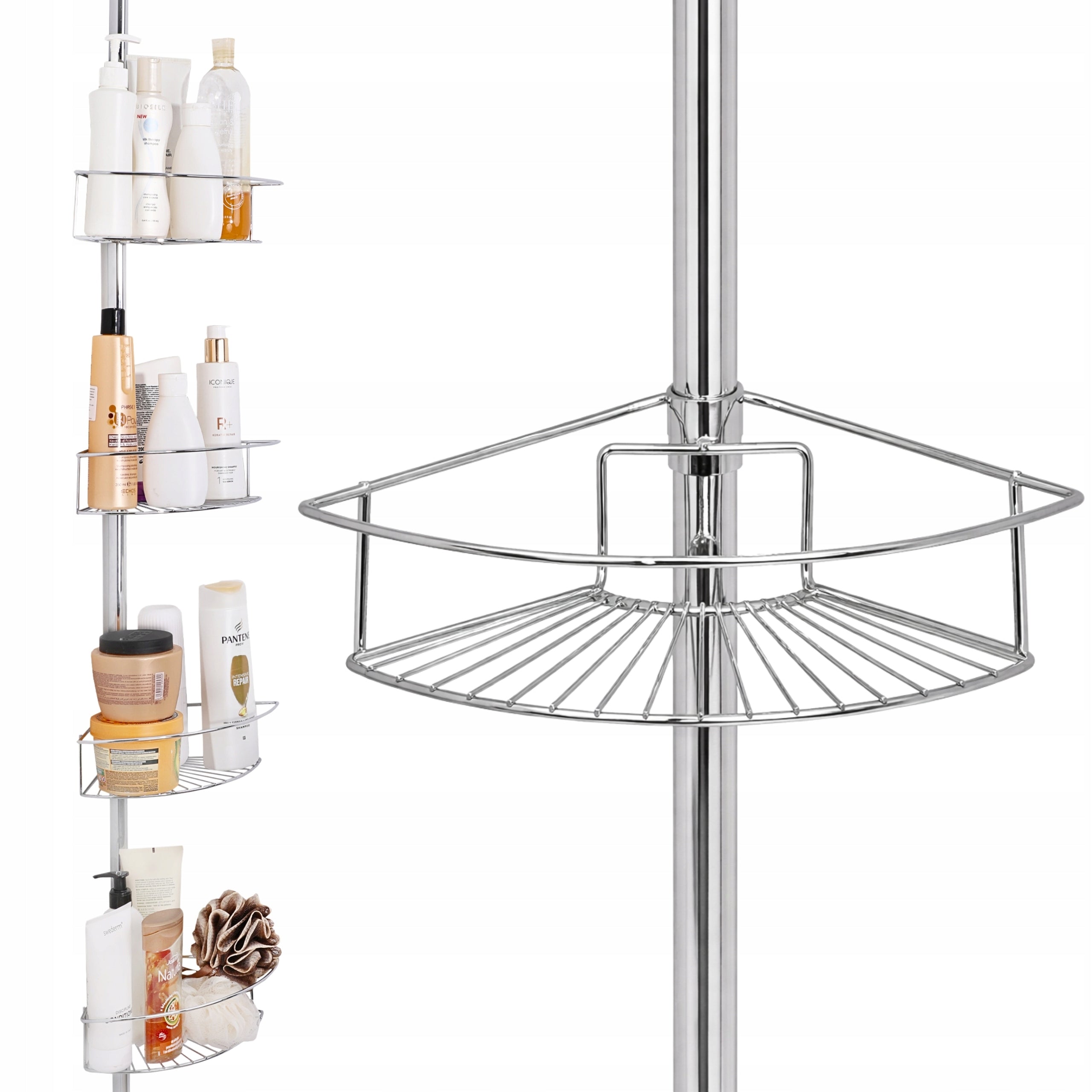Corner Bathroom Shelf Telescopic Chrome Plated 4 Shelves for Bathroom YOKA