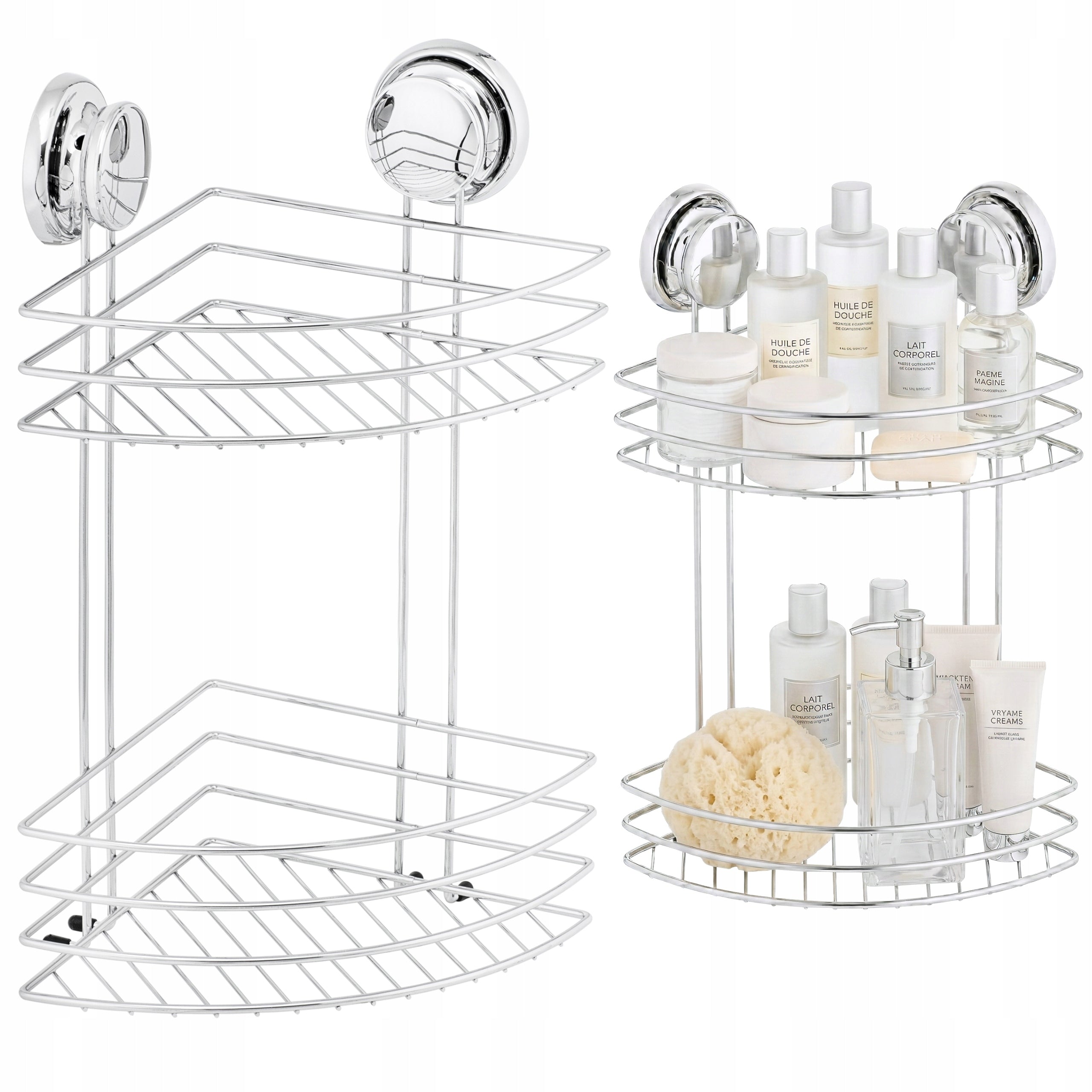 Corner Bathroom Suction Cup Hanging Chrome for Bathroom Cabin