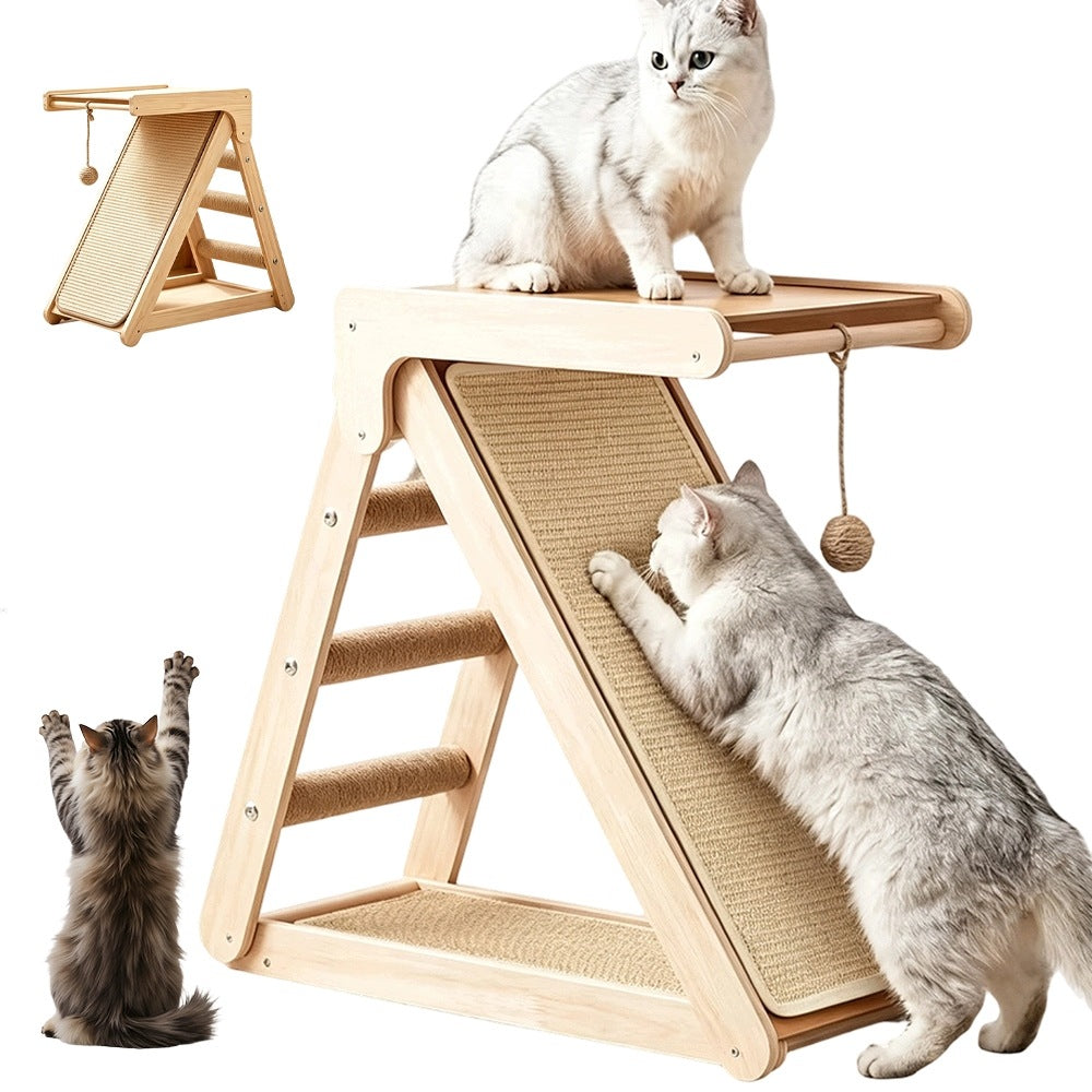 Corner cat scratcher triangular with ball for cats of all ages stable