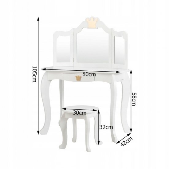 Cosmetic Dressing Table Children's Desk with Mirror and Stool PINK Brand Costway